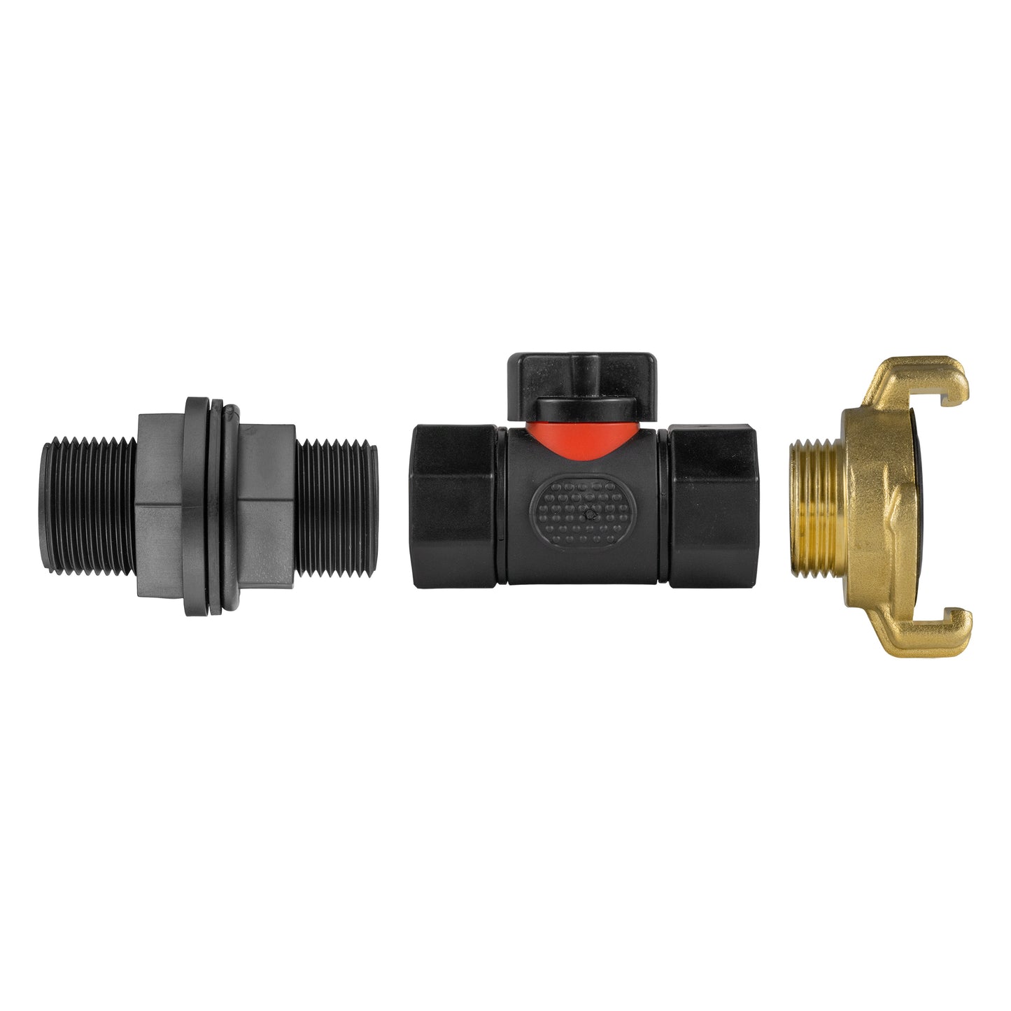 Water Butt Connector 3/4" BSP with In-Line BSPF Valve and Geka-Type Fitting
