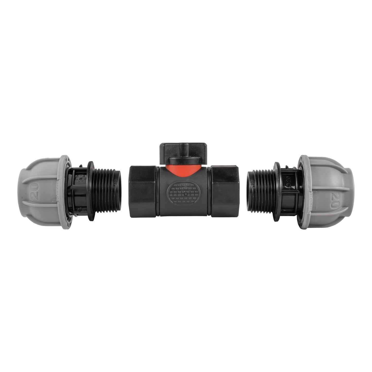 In-Line BSPF Valve with Two 20mm MDPE Straight Connectors