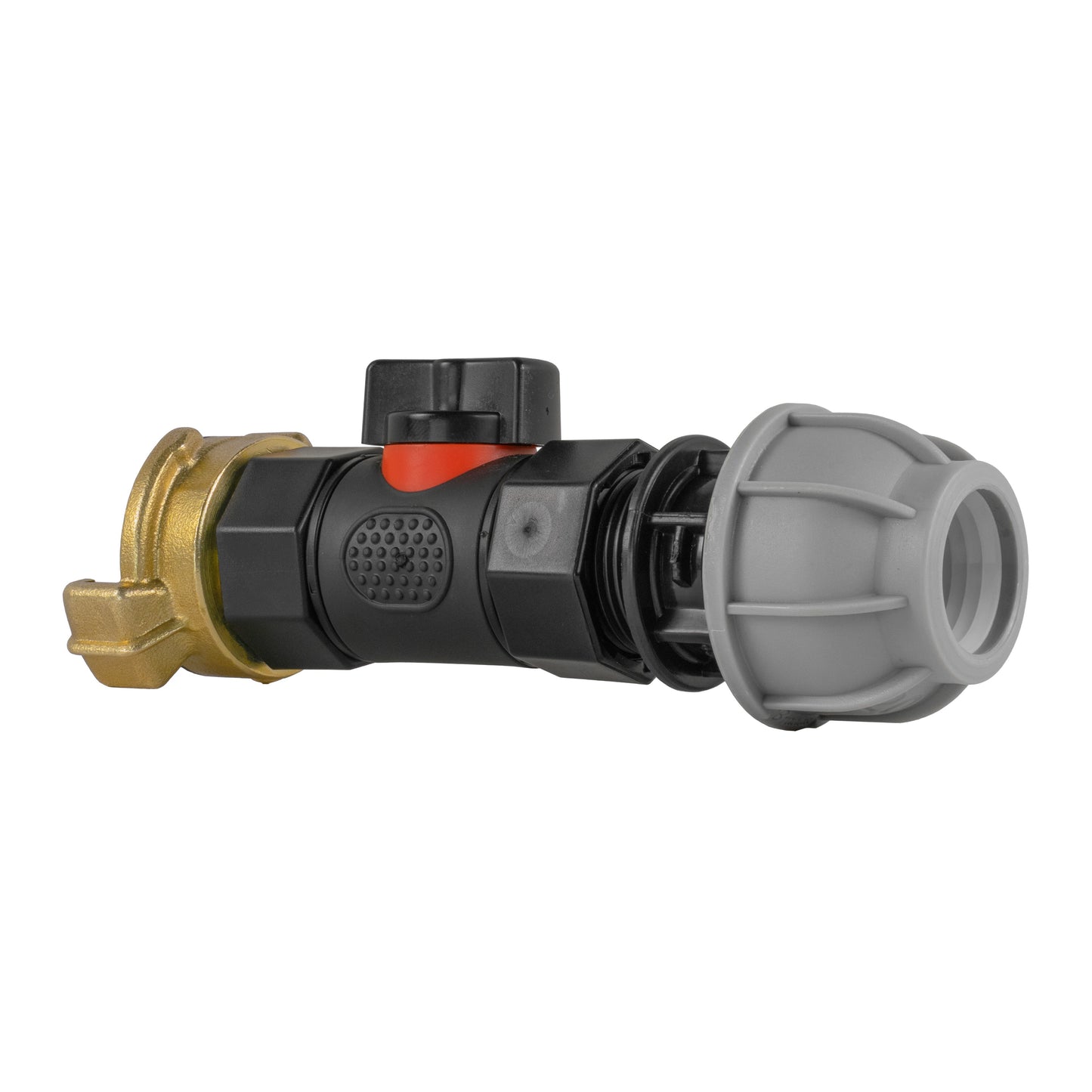 20mm MDPE Straight Coupling with Built-in BSPF Valve and Geka-Type Hose Connector