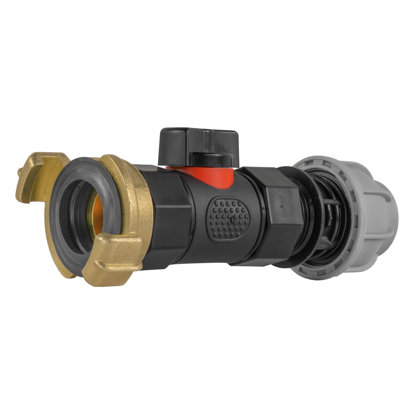 20mm MDPE Straight Coupling with Built-in BSPF Valve and Geka-Type Hose Connector
