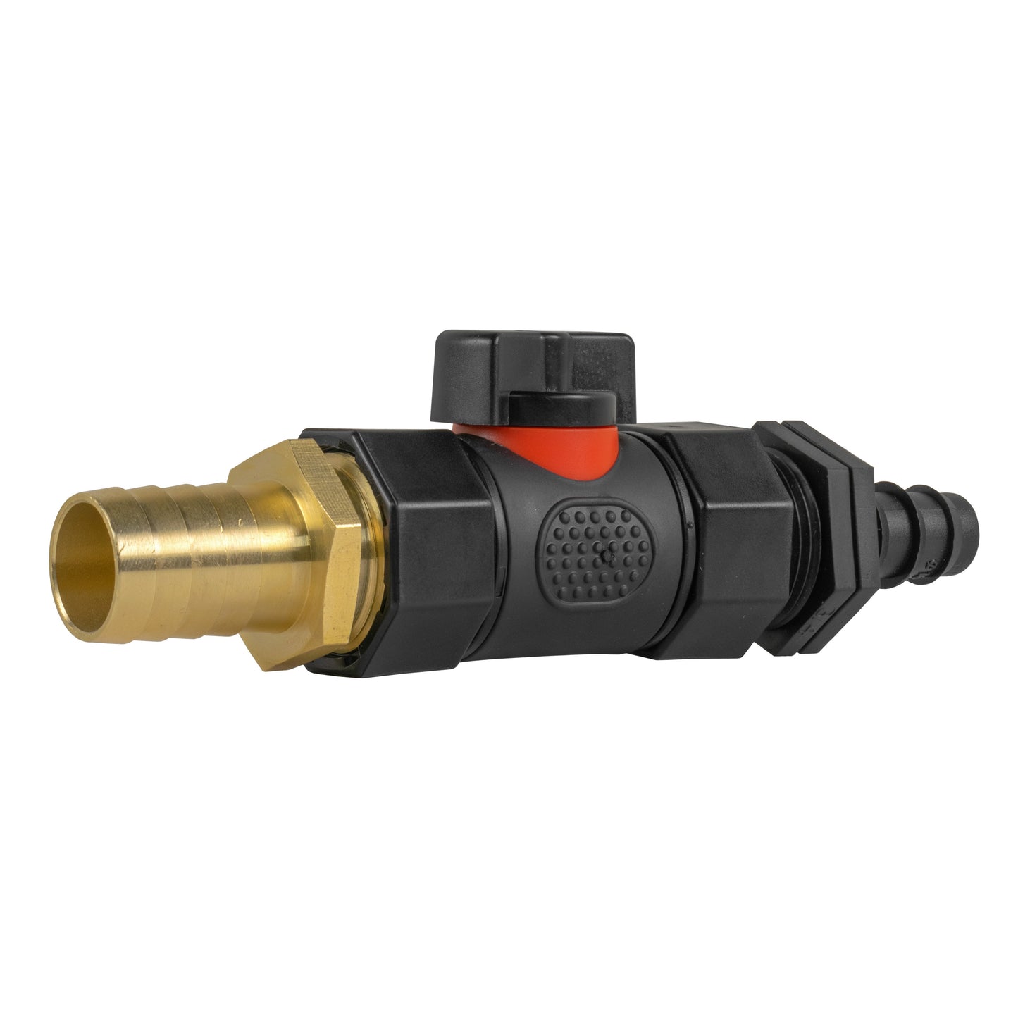 16mm Straight Barbed Connector with Inline BSP Female Valve and 19mm Brass Barb