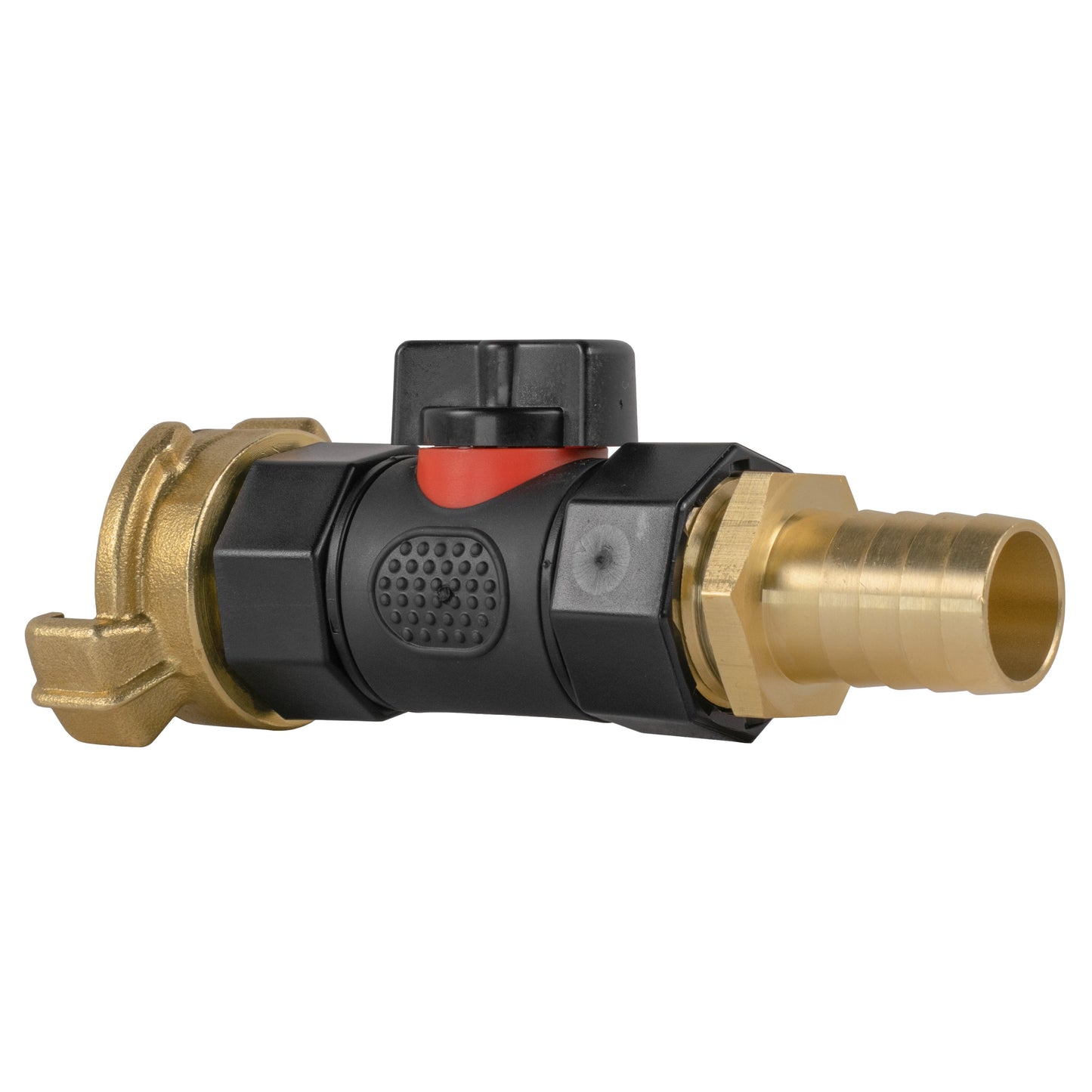 19mm Brass Barb Adapter with In-Line BSPF Valve and Geka Type Coupling
