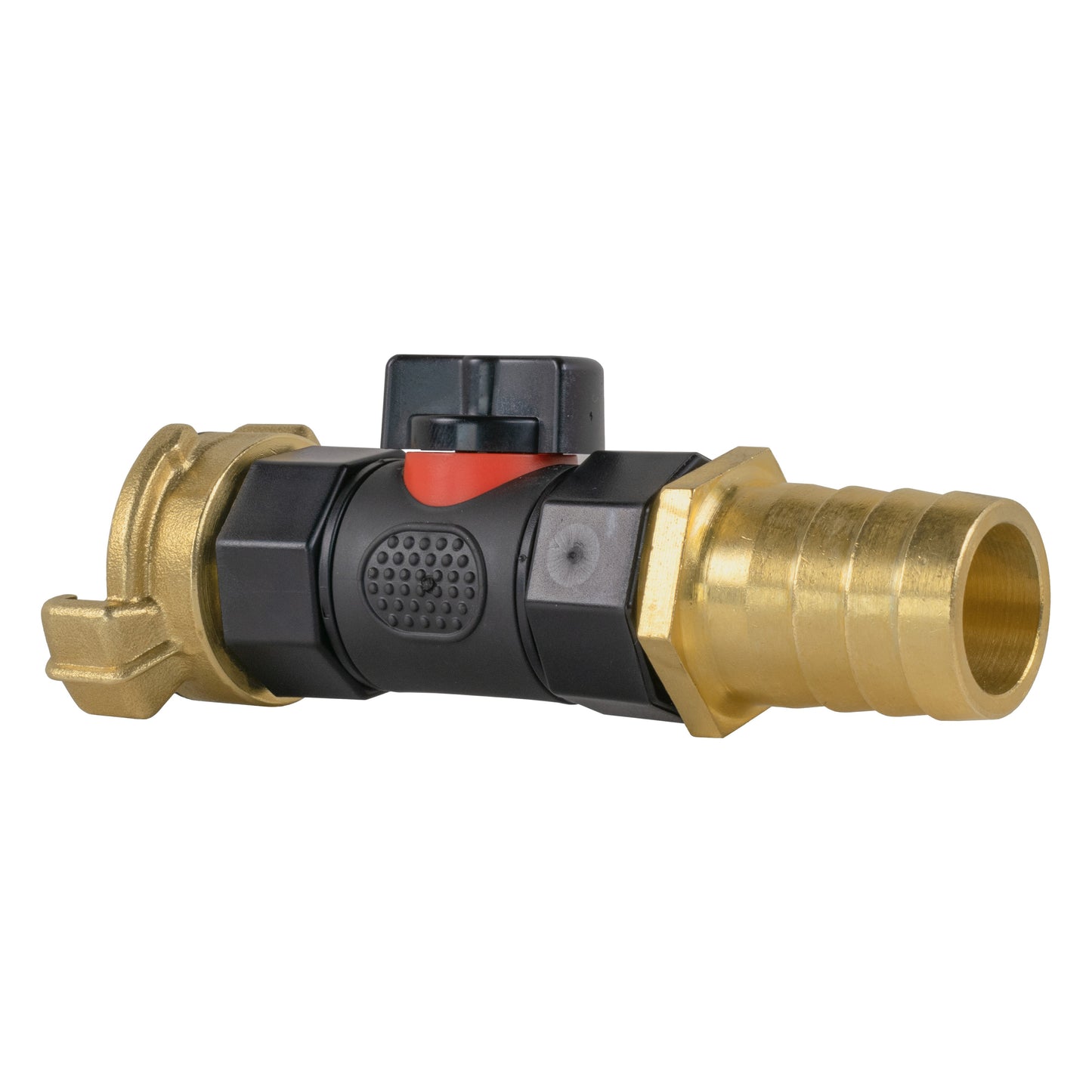 Geka Style Connector with In-Line BSPF Valve and 25mm Brass Hose Joiner