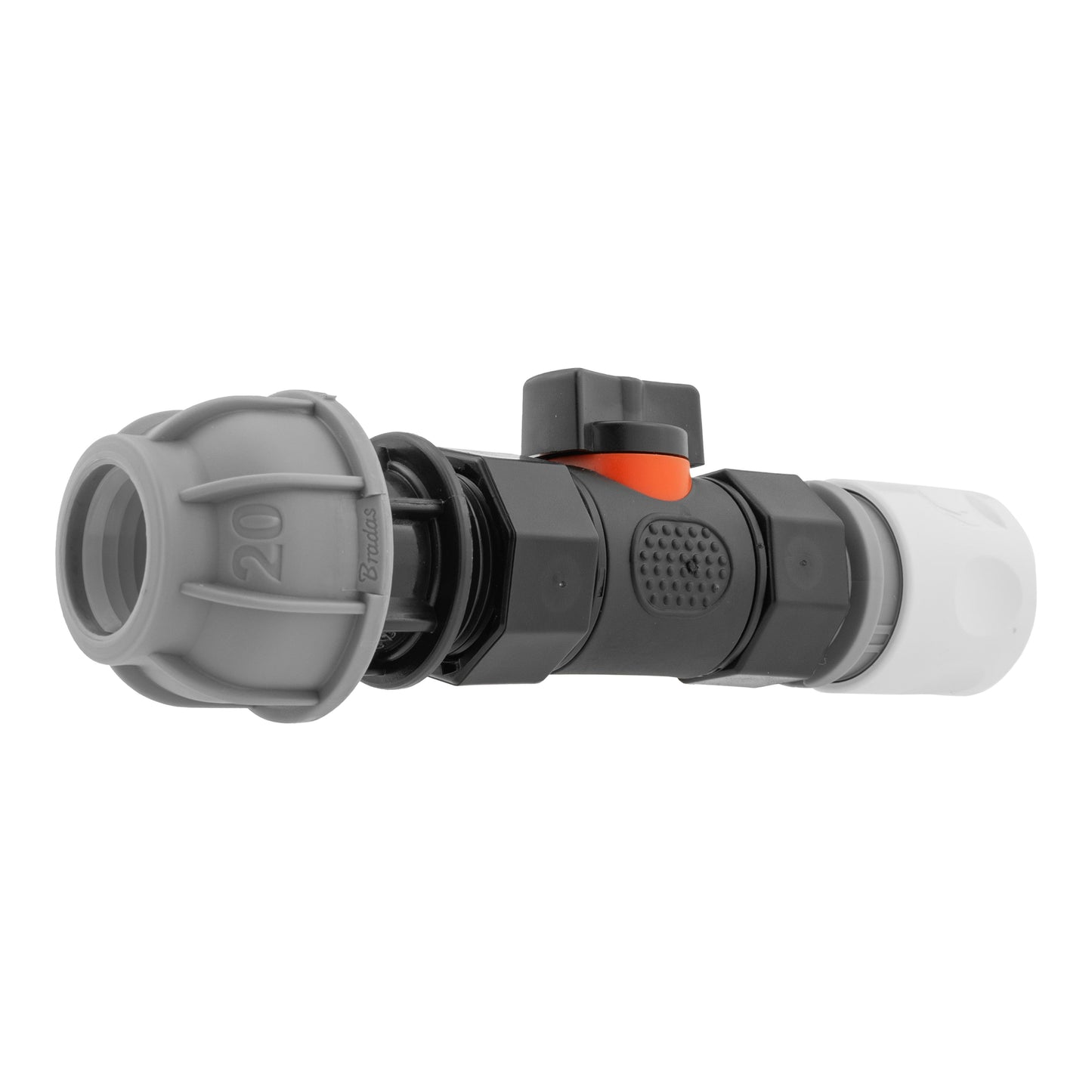 WL Hose Connector with In-Line BSPF Valve and 20mm MDPE Straight Fitting