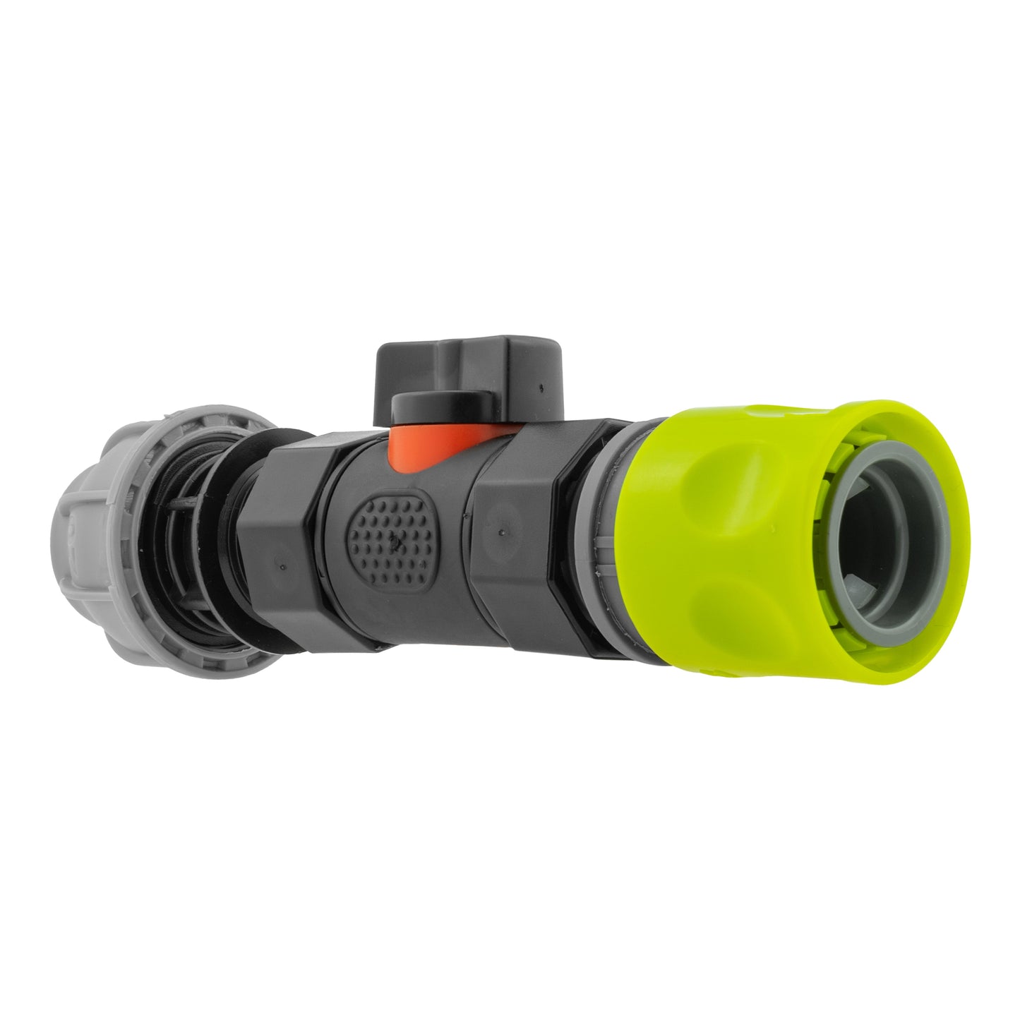 Lime Hose Connector with BSPF In-Line Valve and 20mm MDPE Straight Coupling