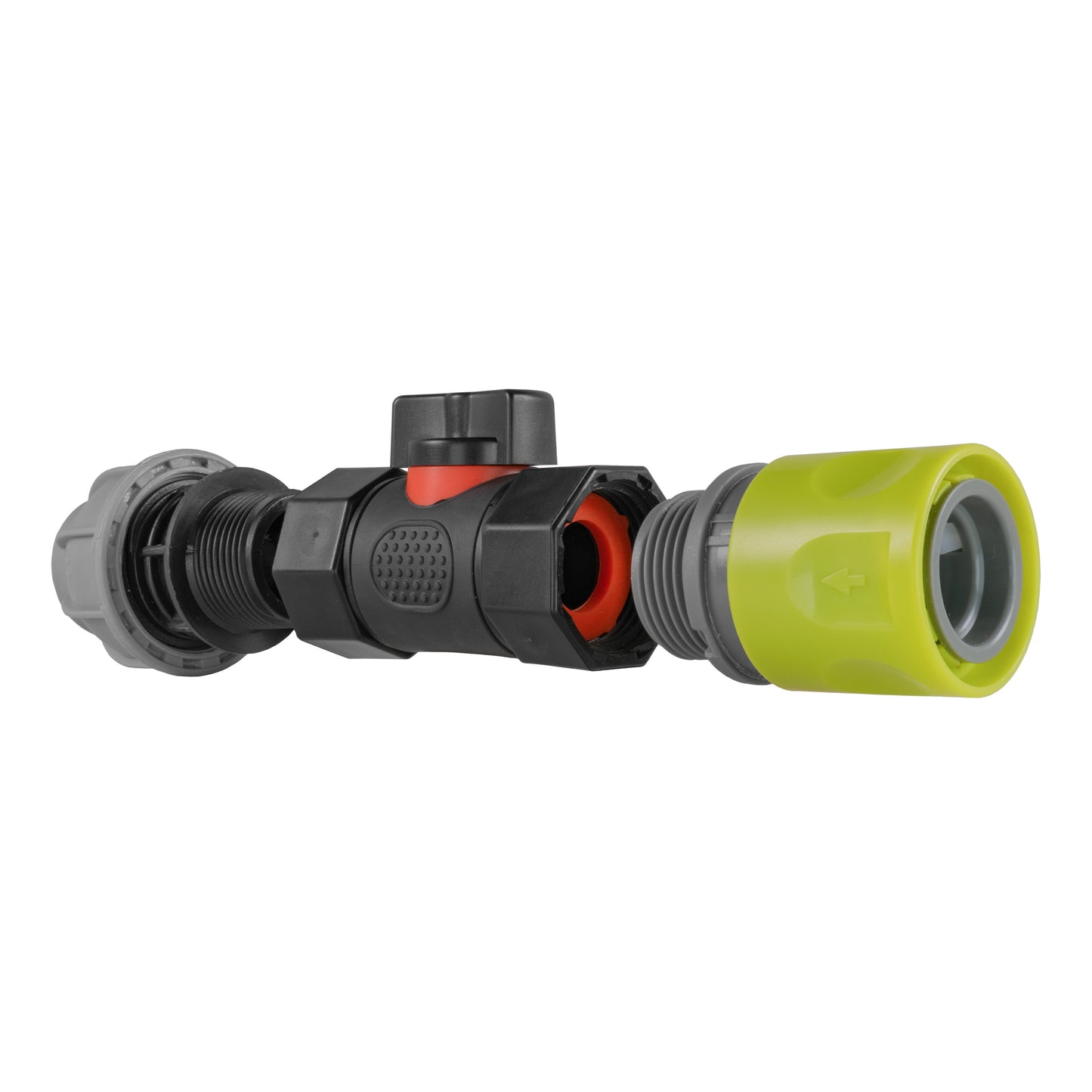 Lime Hose Connector with BSPF In-Line Valve and 20mm MDPE Straight Coupling