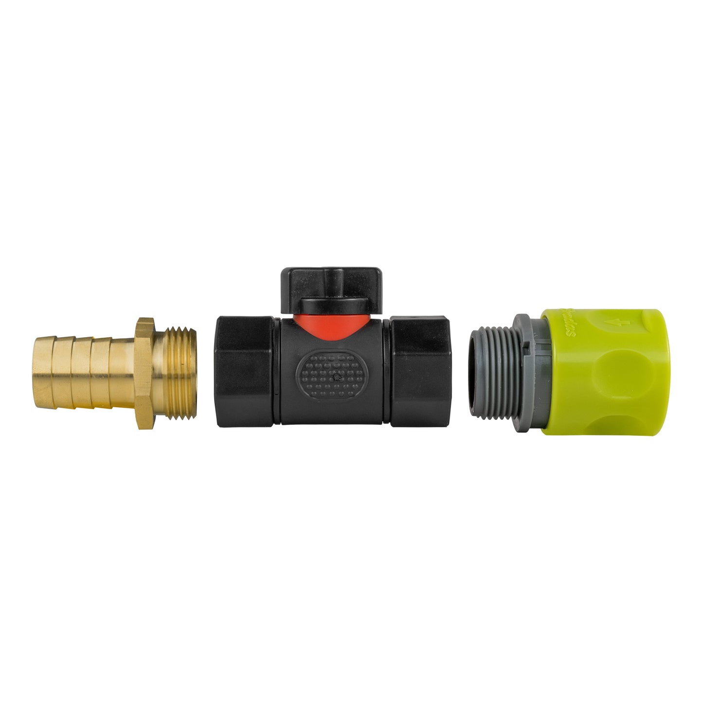 Lime Hose Connector with BSPF In-Line Valve and 19mm Brass Barbed Fitting