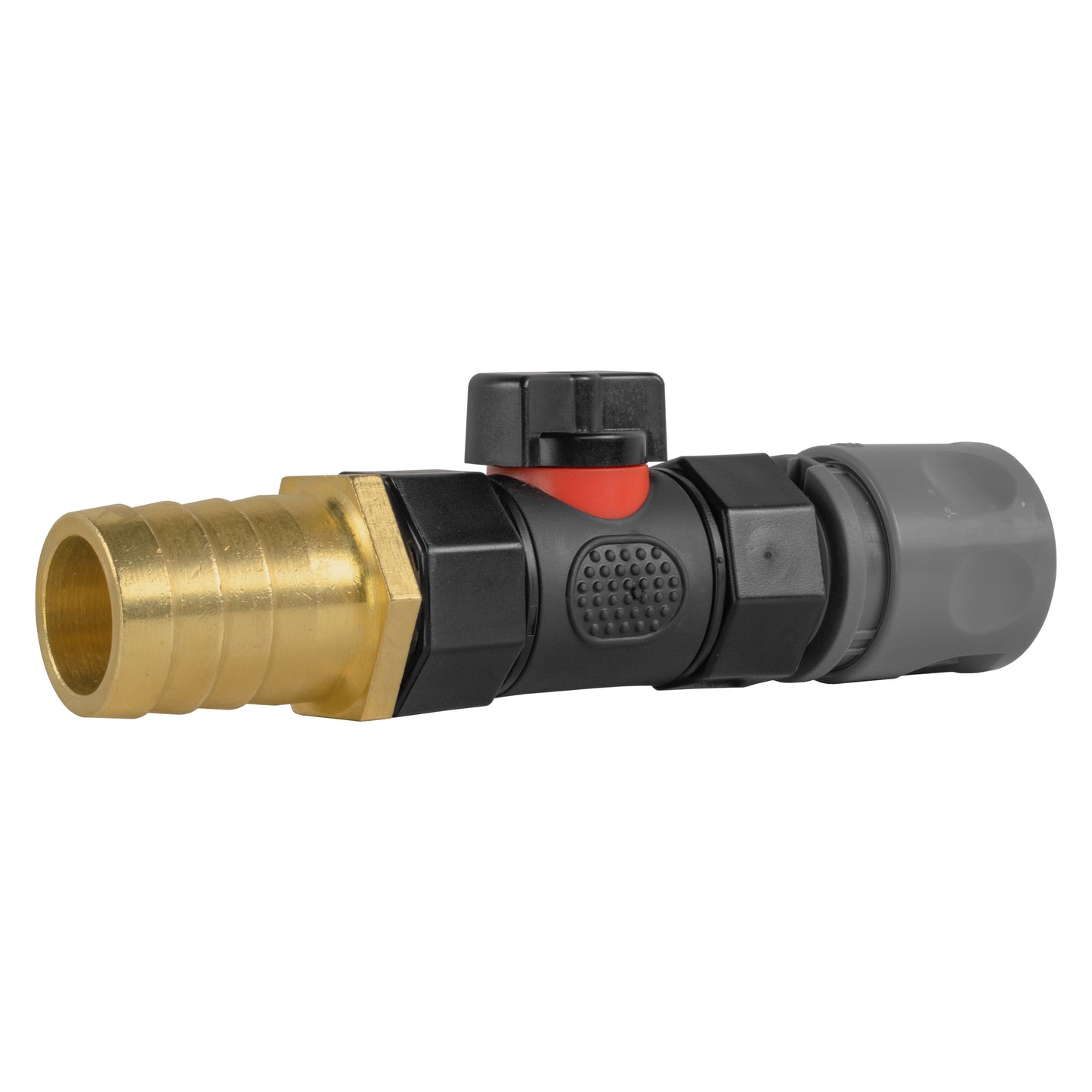 Lime Hose Connector with BSPF In-Line Valve and 25mm Brass Barbed Fitting
