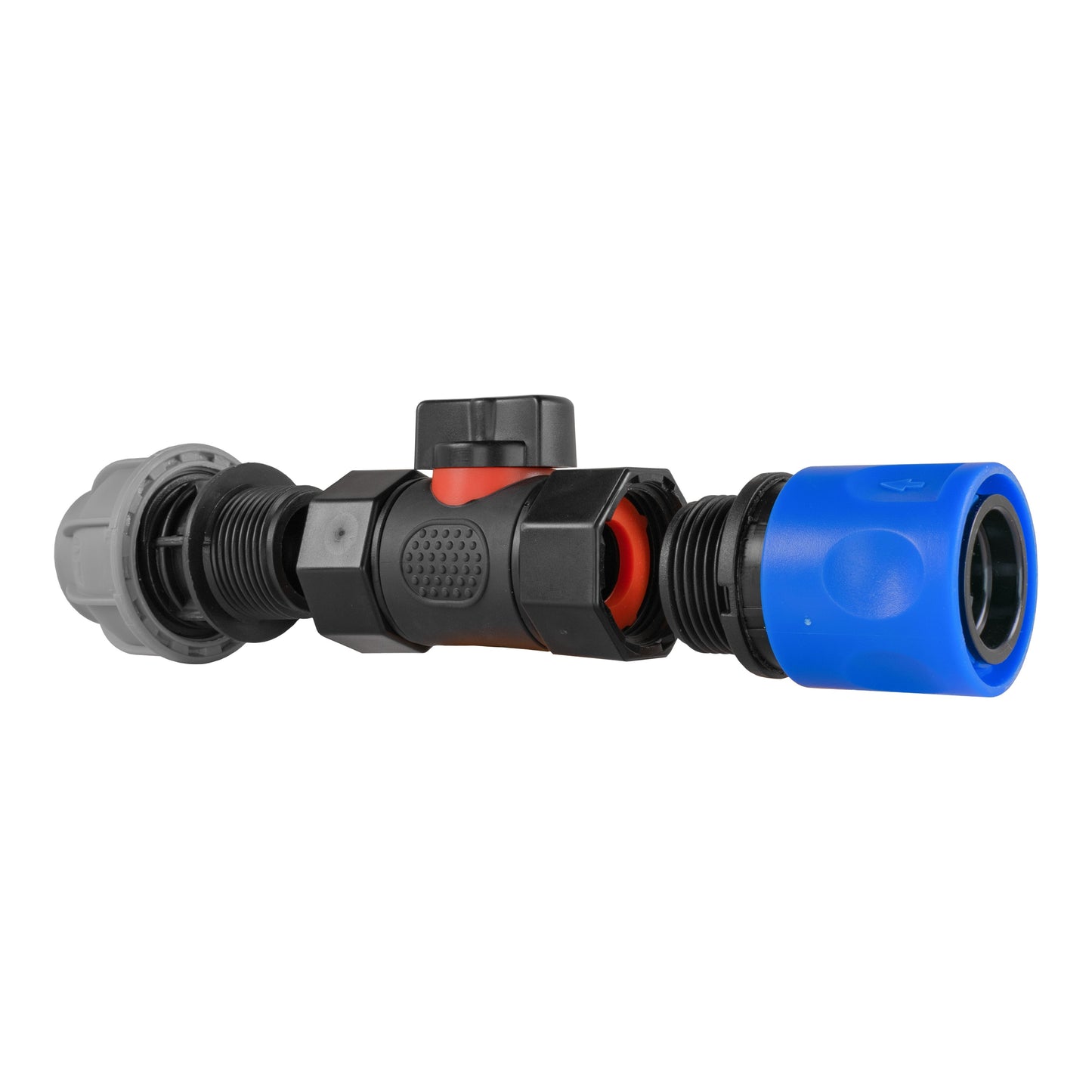 Blue Hose Connector with ¾" BSPF In-Line Valve and 20mm MDPE Straight Fitting