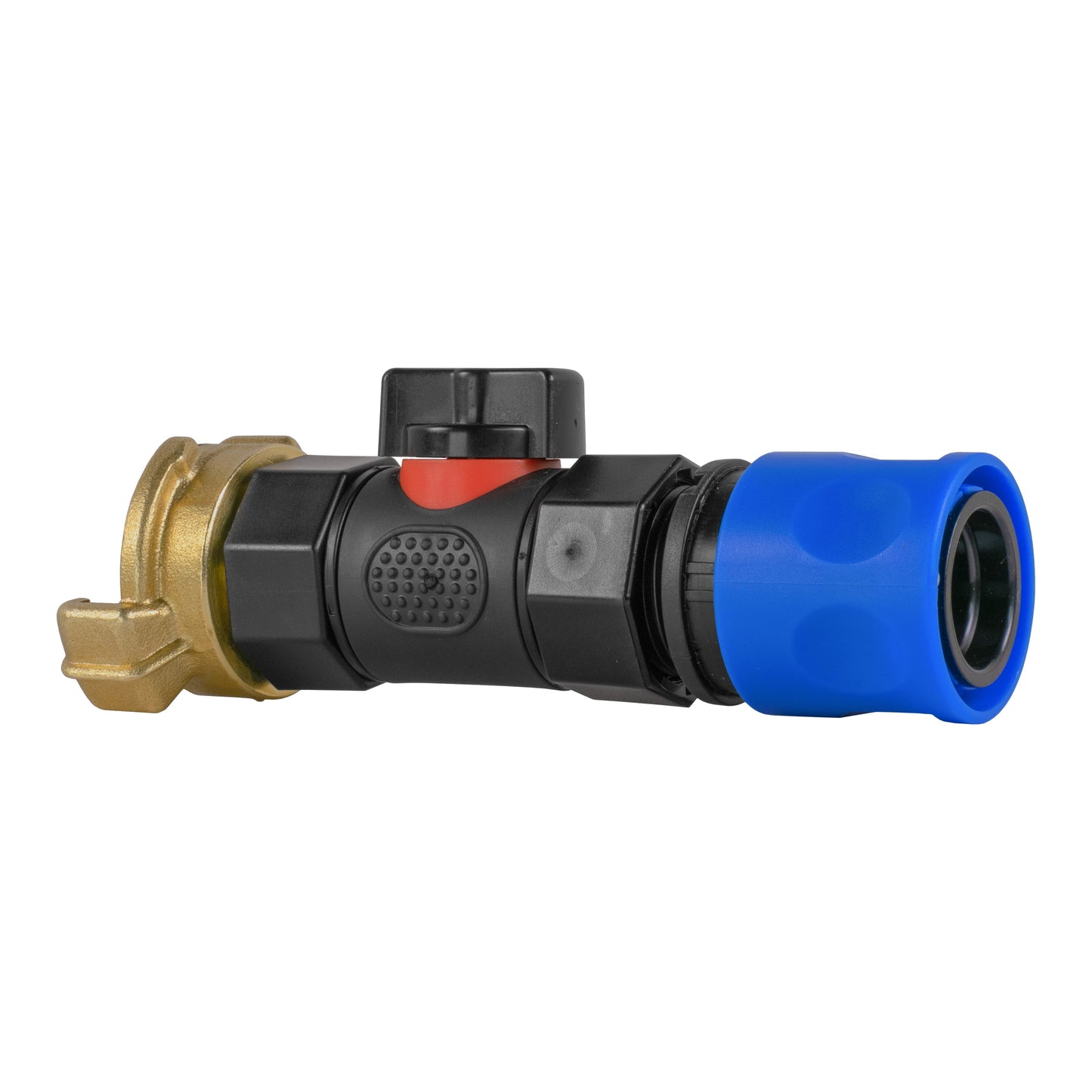 Blue Hose Connector with BSPF In-Line Valve and Geka-Style Coupling