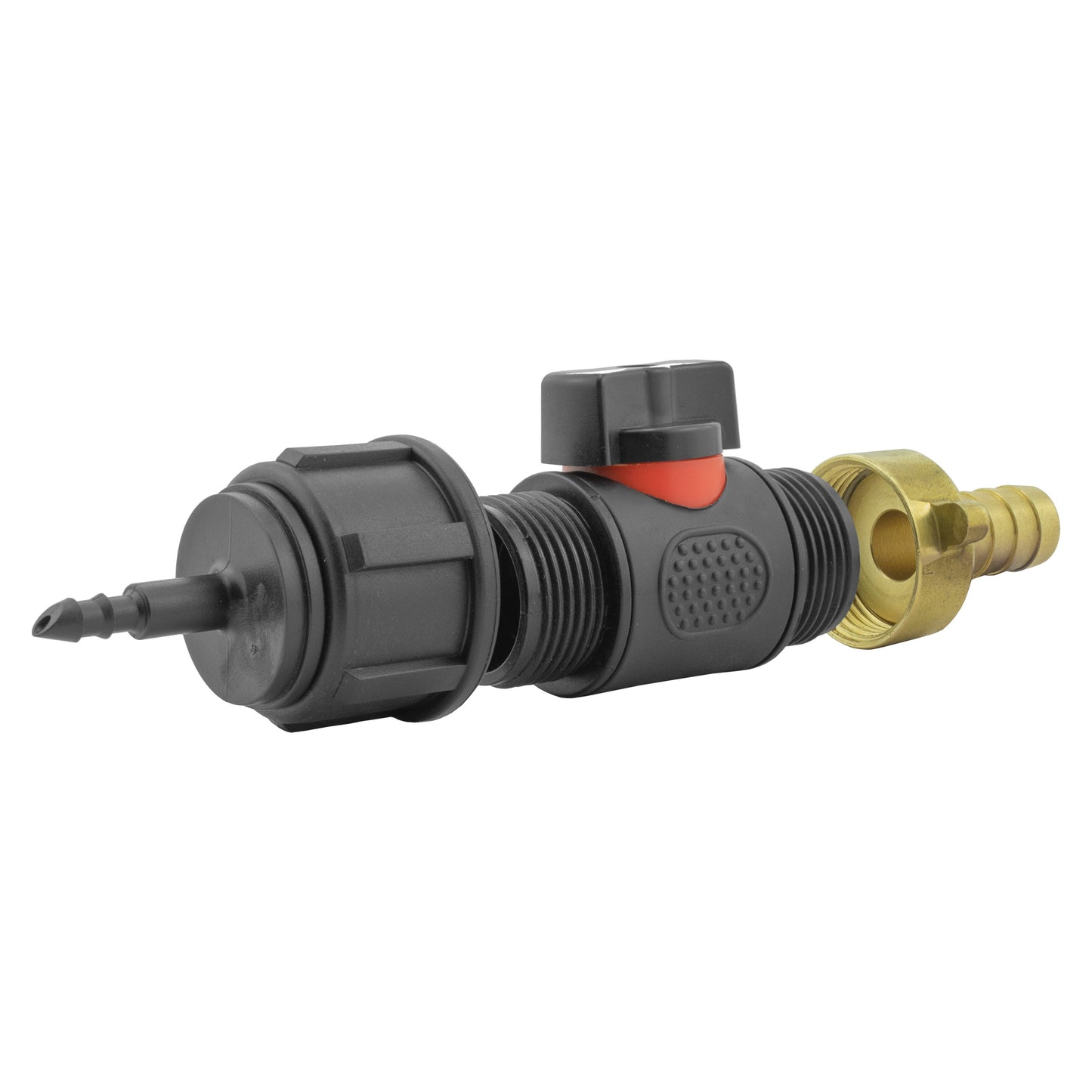 4mm Micro Barb Connector with In-Line BSP Male Valve and 13mm Brass Hose Tail