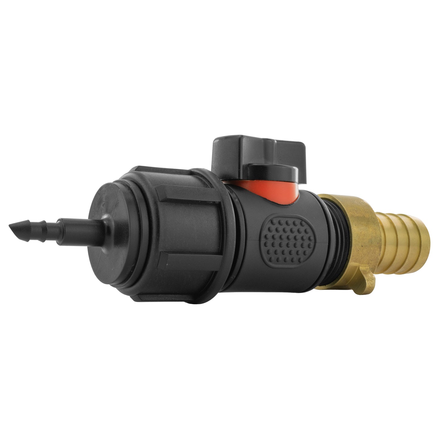 4mm Micro Barb Connector with In-Line BSP Male Valve and 19mm Brass Hose Tail