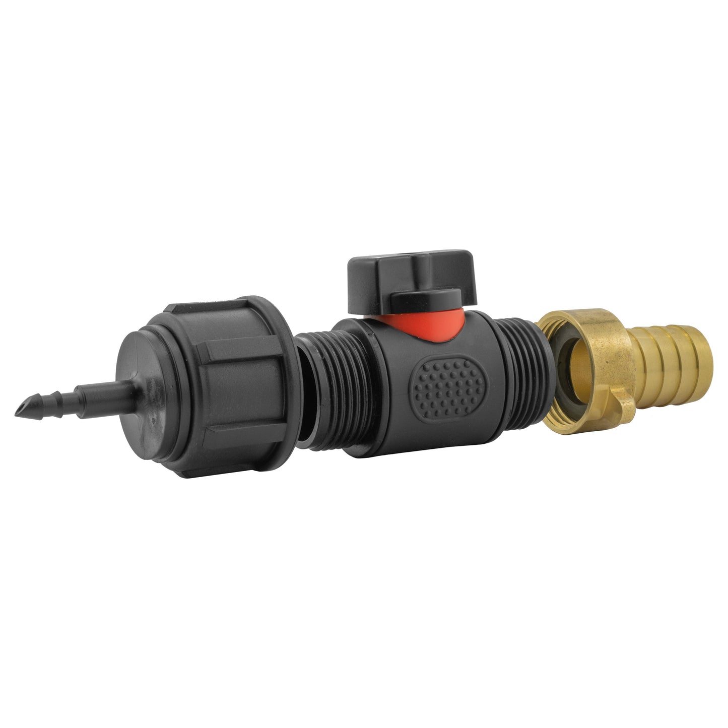 4mm Micro Barb Connector with In-Line BSP Male Valve and 19mm Brass Hose Tail