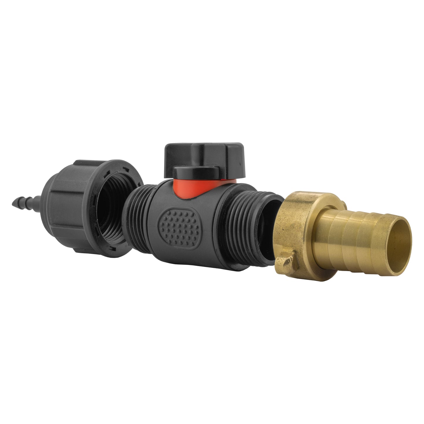 4mm Micro Barb Connector with In-Line BSP Male Valve and 19mm Brass Hose Tail
