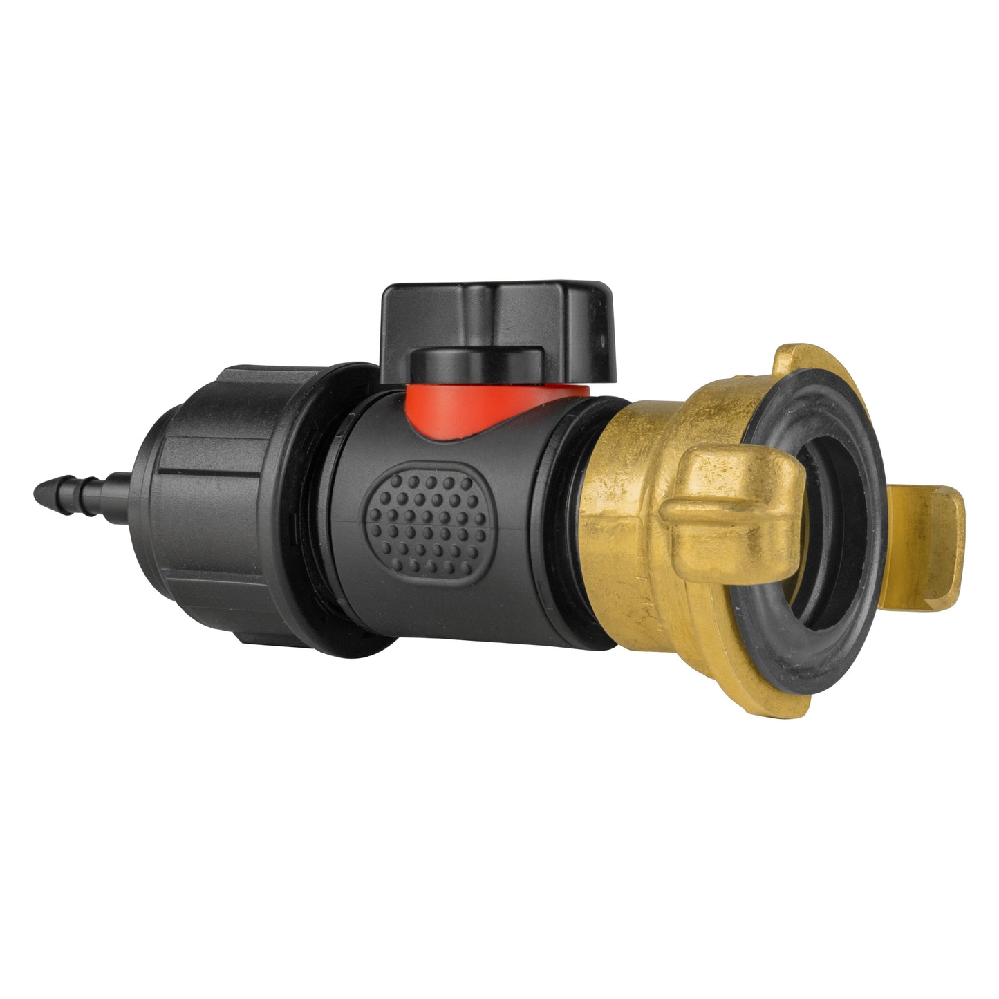 Micro Connector 4mm Barb with BSPM In-Line Valve and Geka-Type Fitting