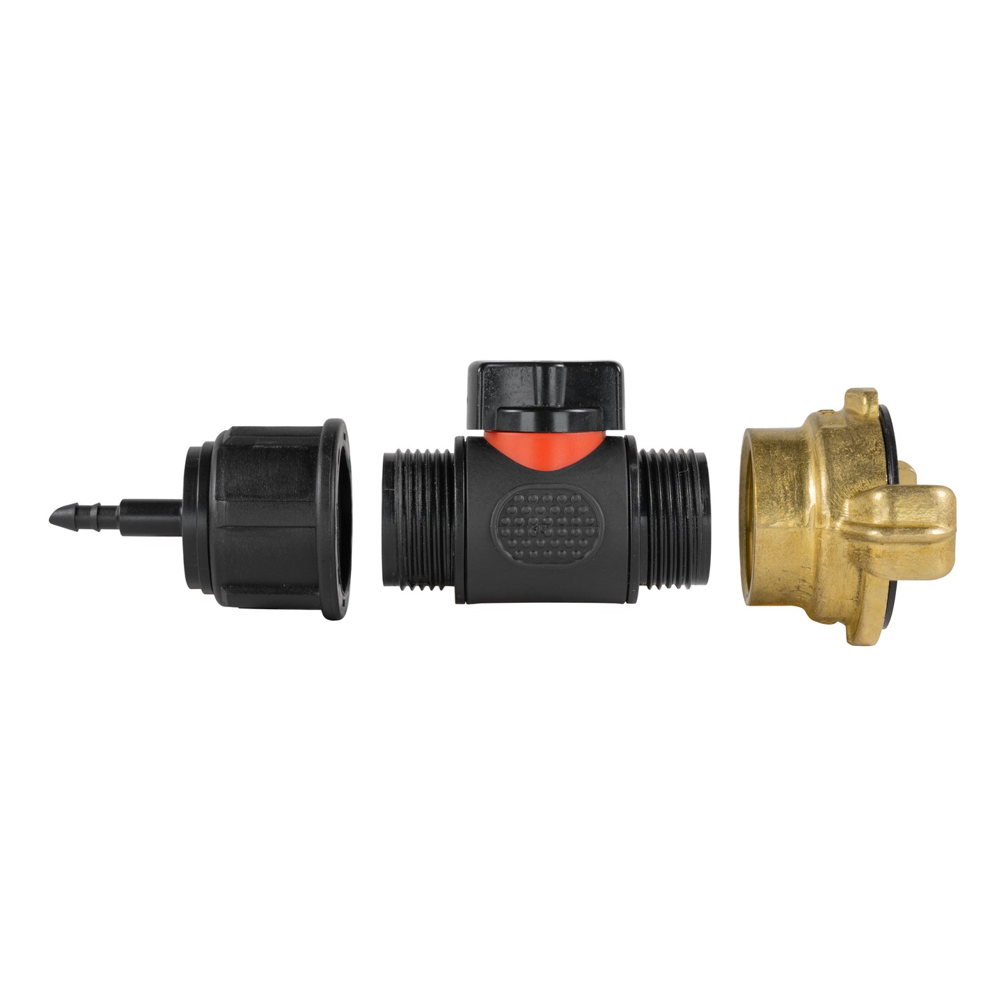 Micro Connector 4mm Barb with BSPM In-Line Valve and Geka-Type Fitting