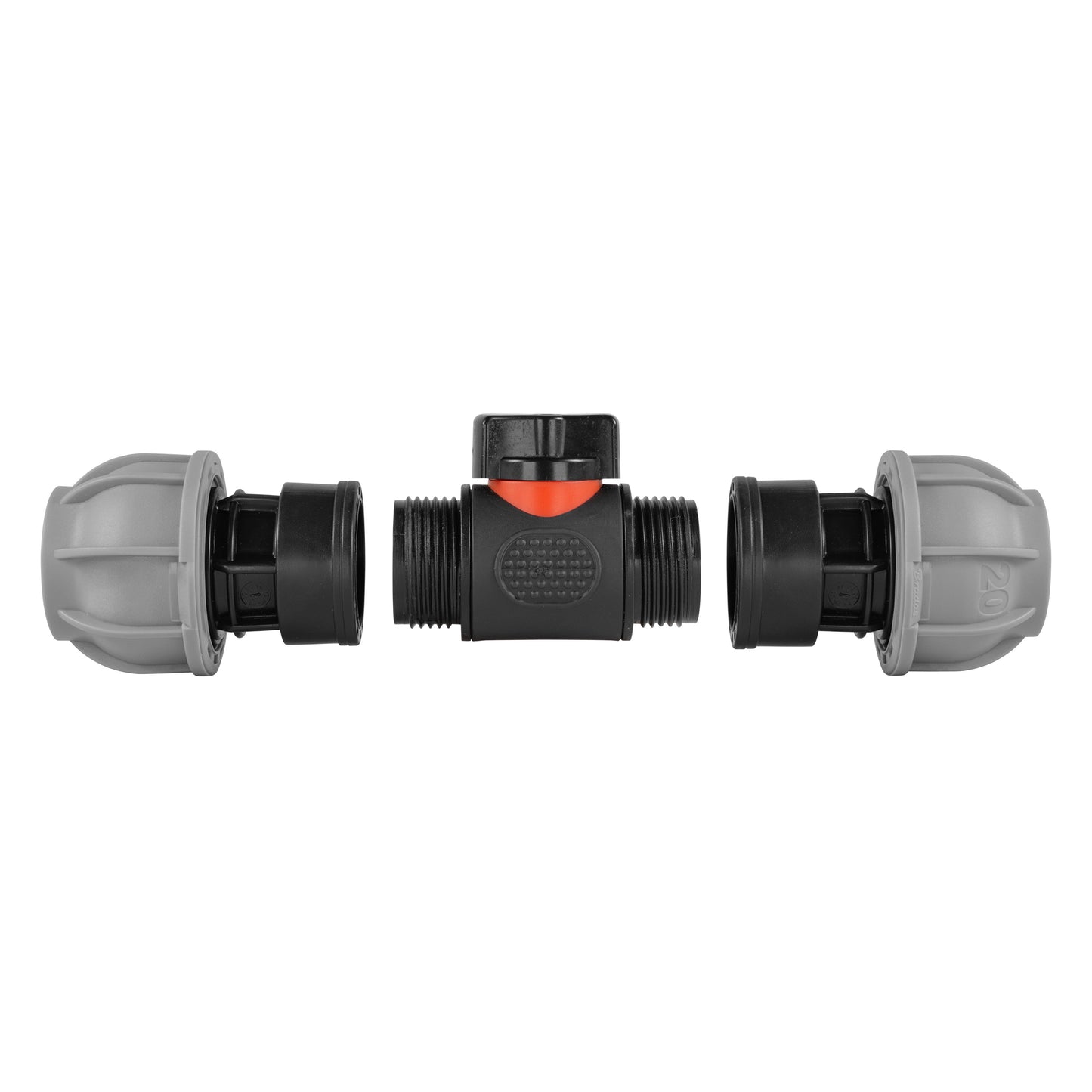 BSPM In-Line Valve with Dual 20mm MDPE Straight Fittings