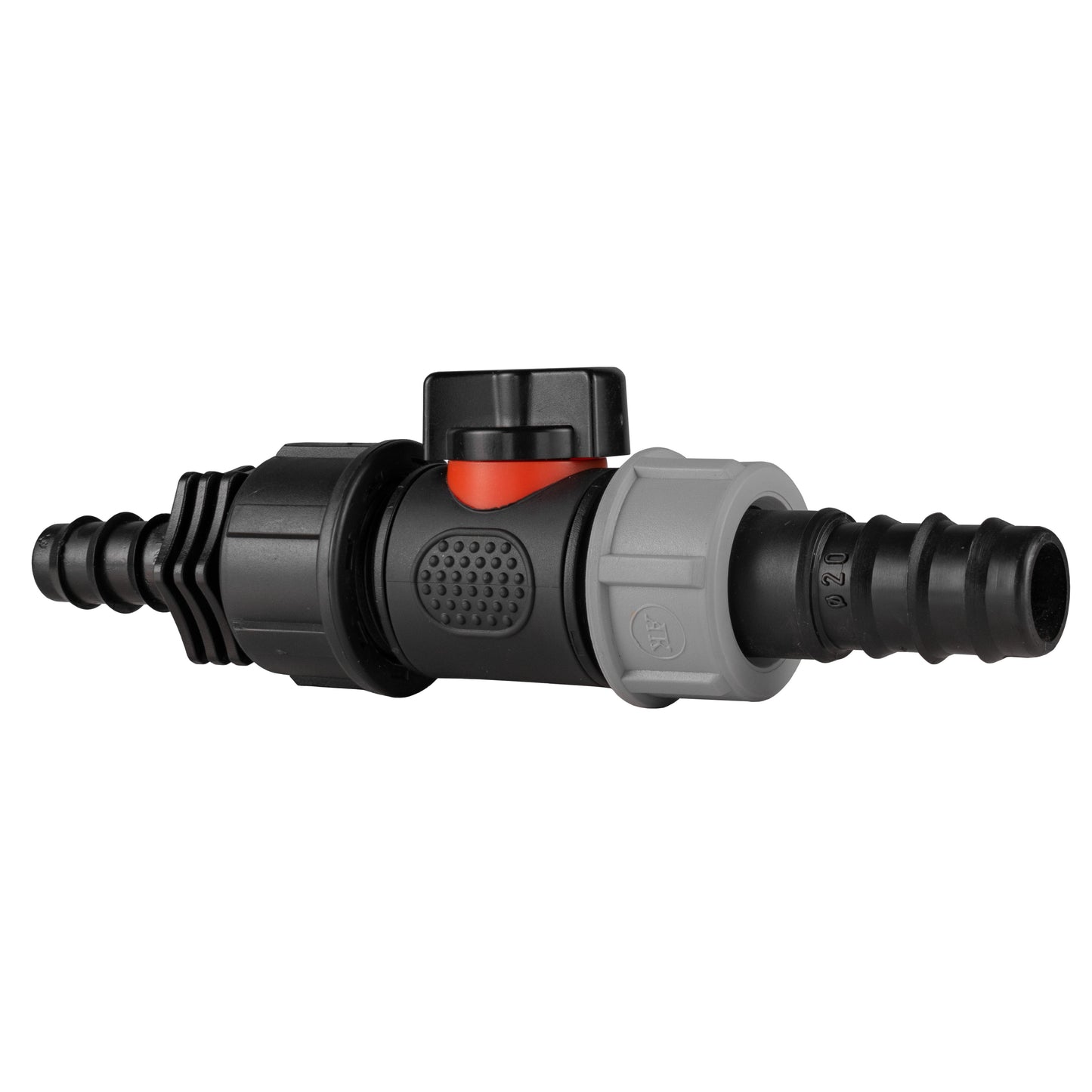 16mm and 20mm Barbed Straight Connectors with In-Line BSPM Valve
