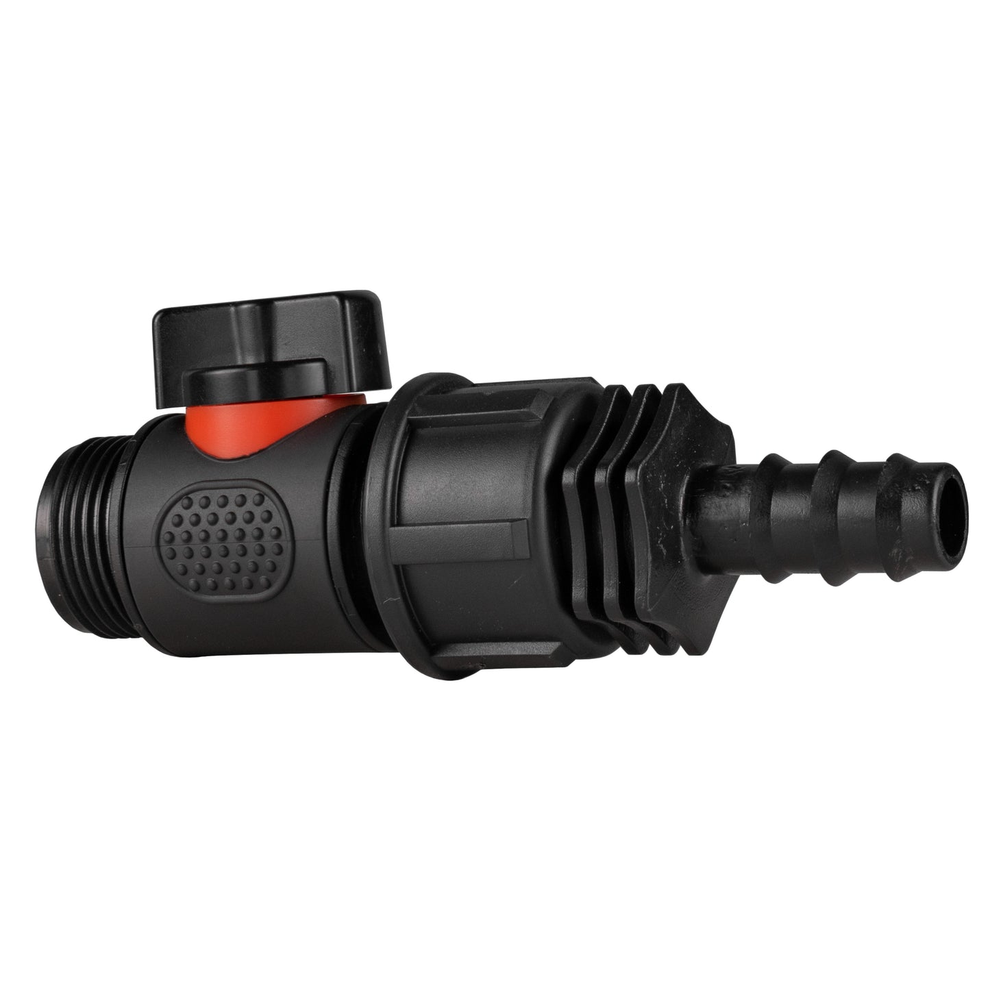 16mm Hose Barb Connector with Integrated In-Line BSPM Valve