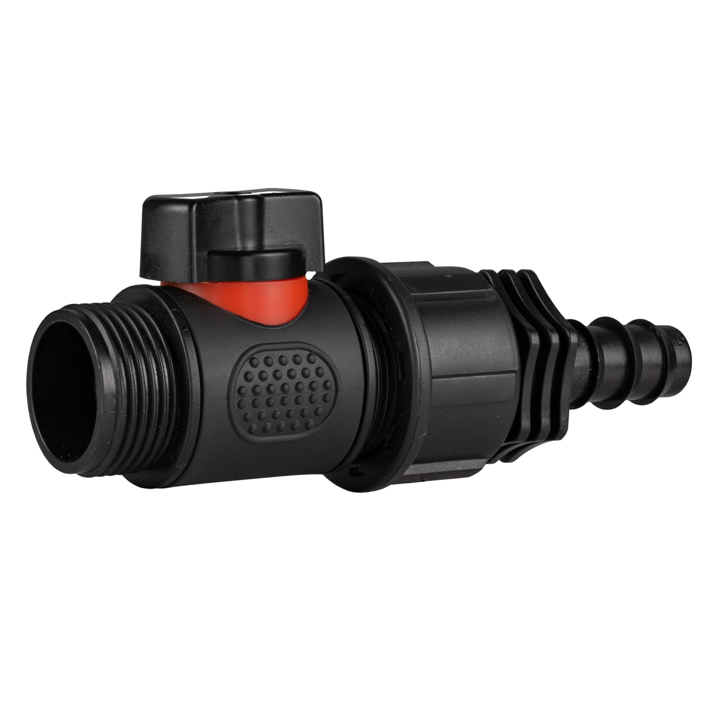 16mm Hose Barb Connector with Integrated In-Line BSPM Valve