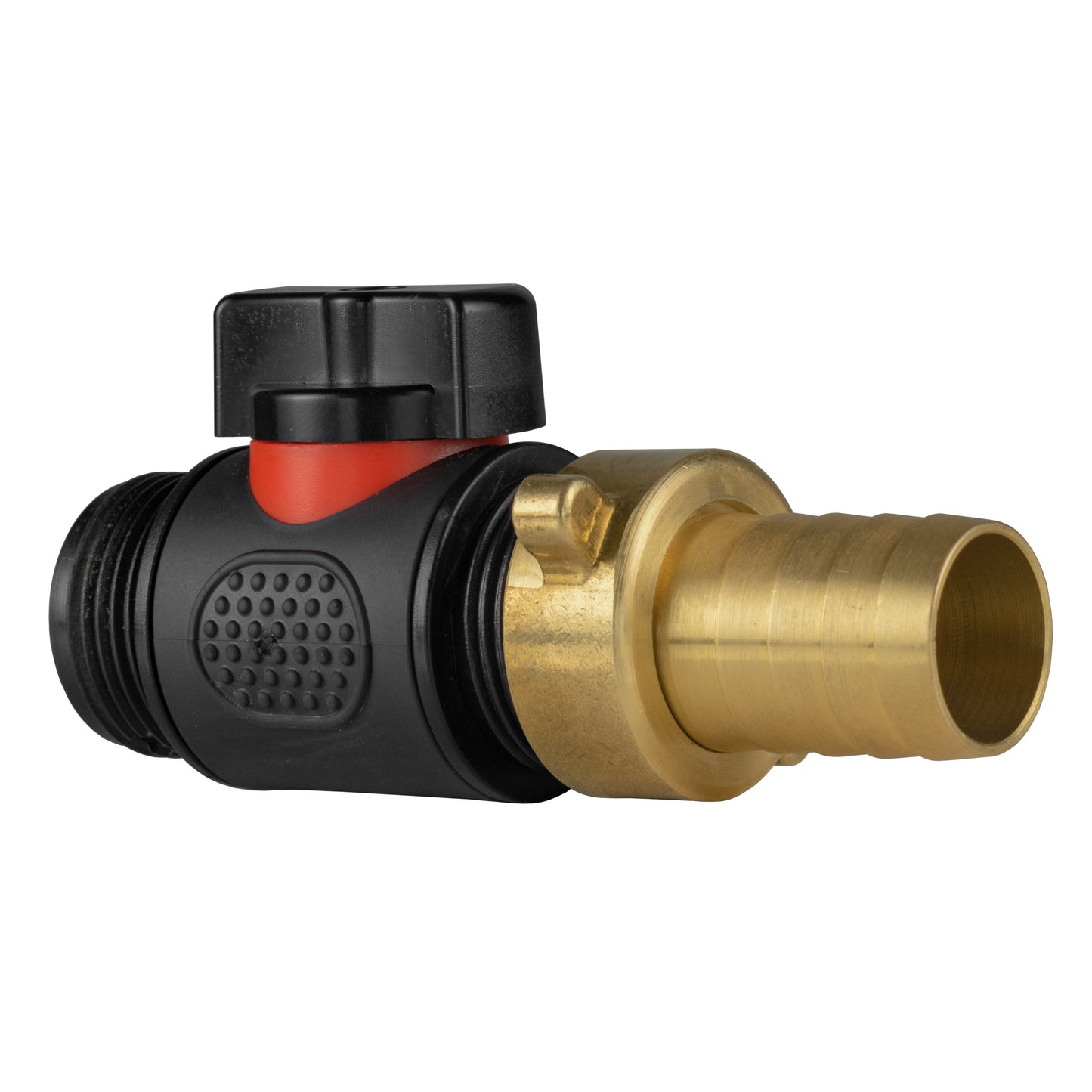 19mm Brass Hose Barb with ¾" BSPM In-Line Valve