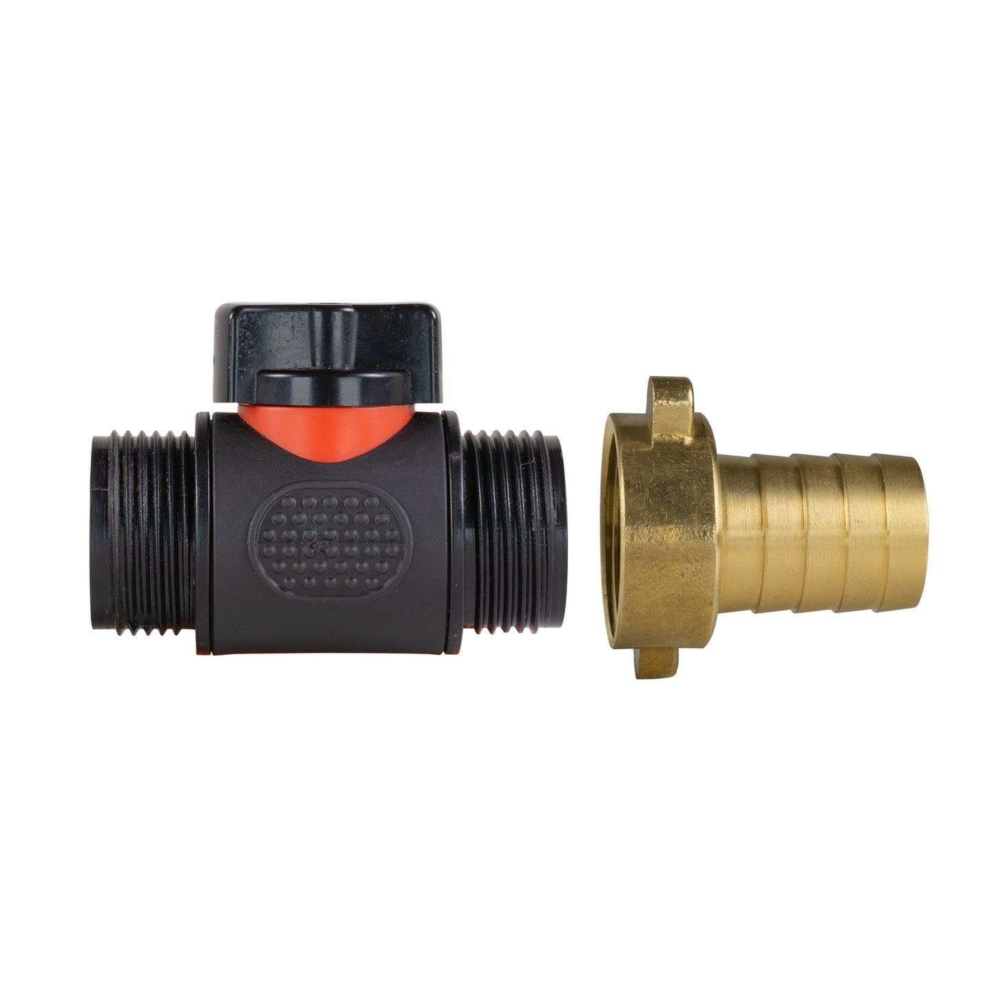 19mm Brass Hose Barb with ¾" BSPM In-Line Valve