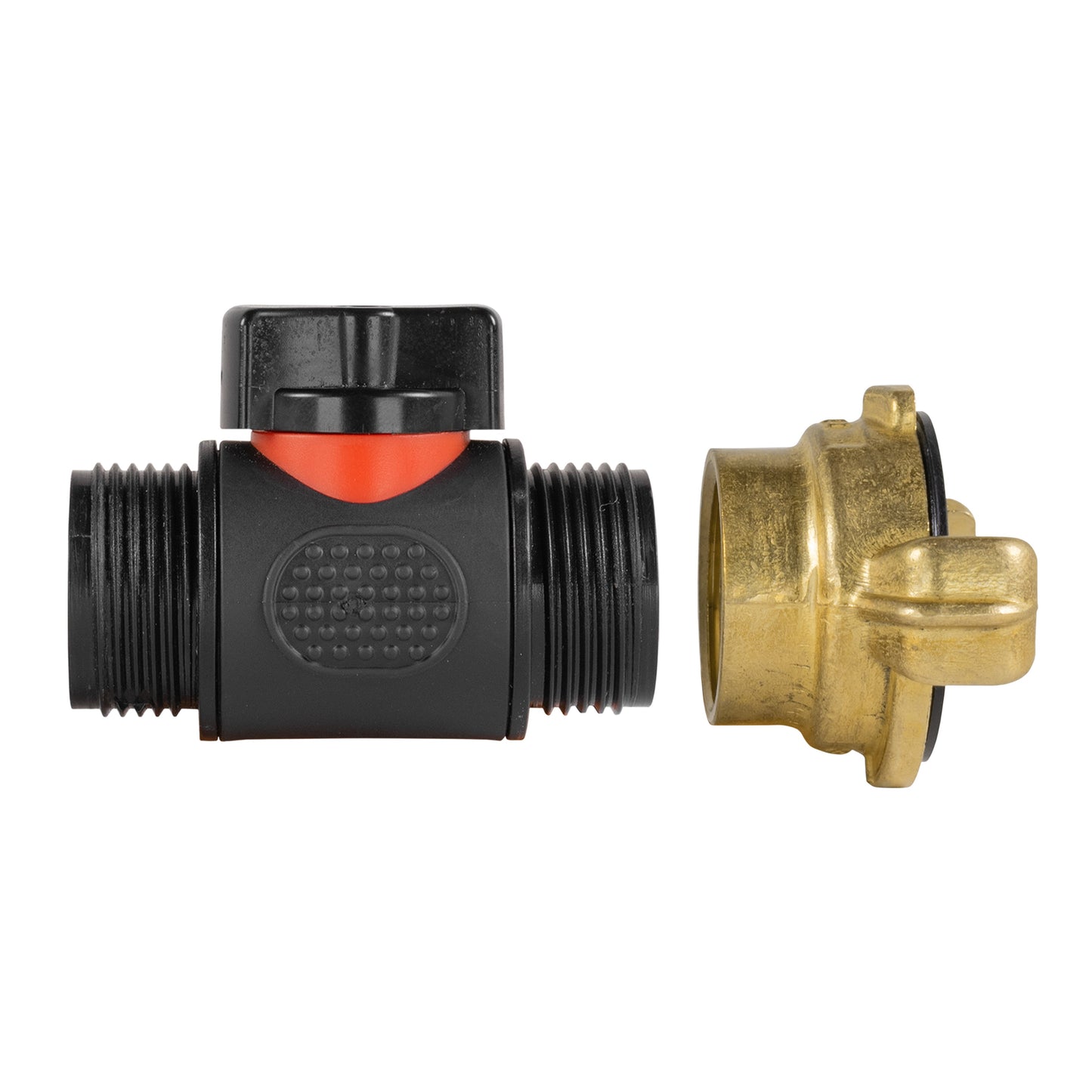 Geka-Type Brass Fitting with In-Line ¾" BSP Male Valve