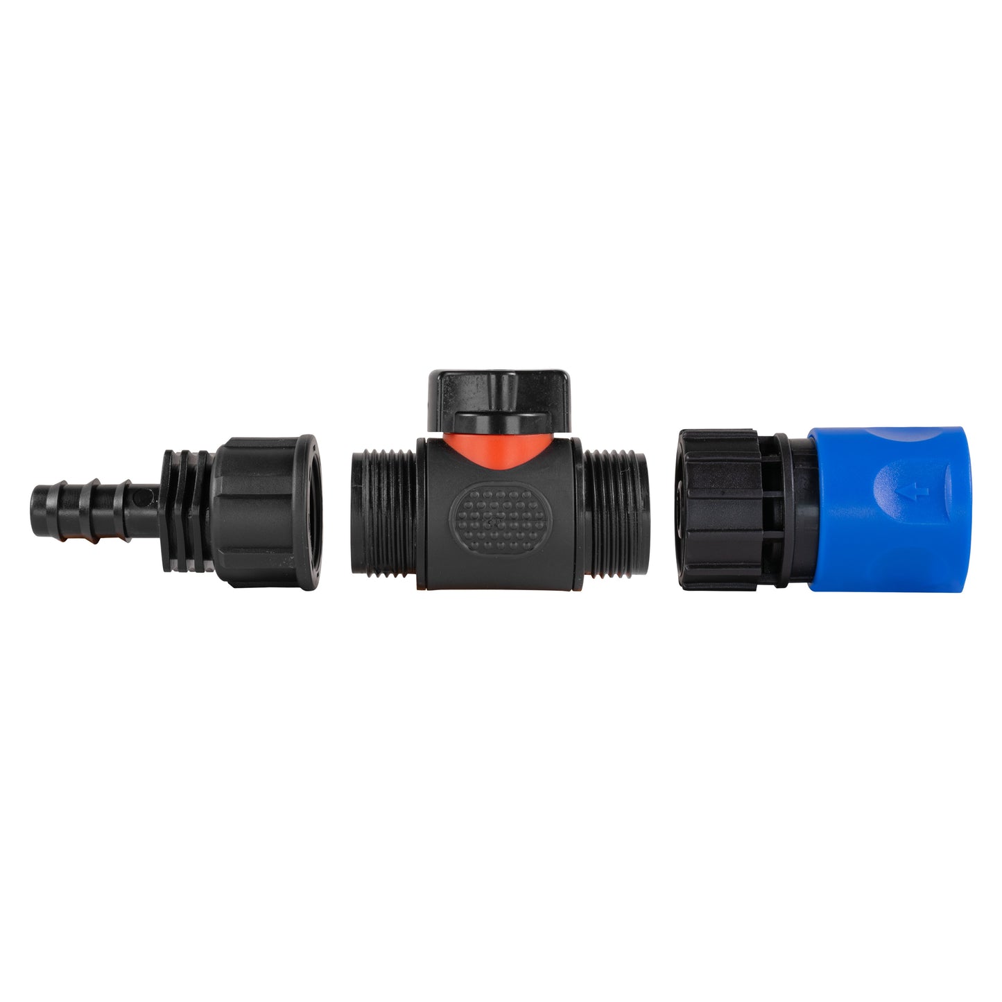 Blue Hose Connector with In-Line BSPM Valve and 16mm Barbed Joiner