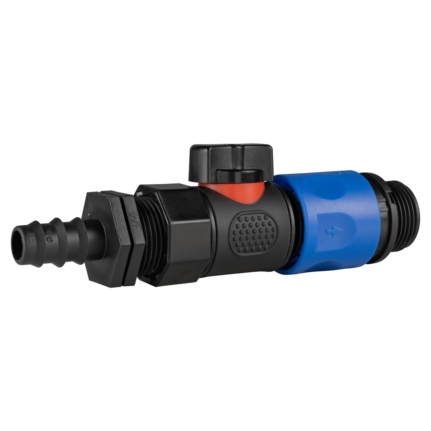 16mm Barbed Connector with BSPF Thread, Quick Connect Valve & 3/4" BSPM Hose Adapter