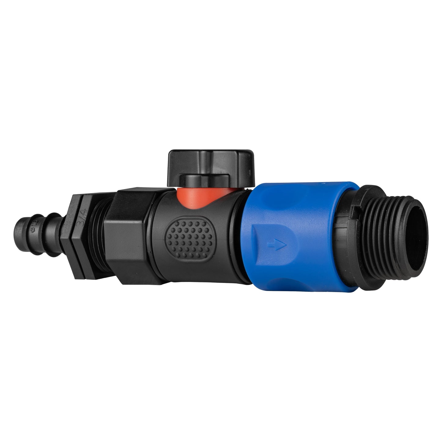 16mm Barbed Connector with BSPF Thread, Quick Connect Valve & 3/4" BSPM Hose Adapter