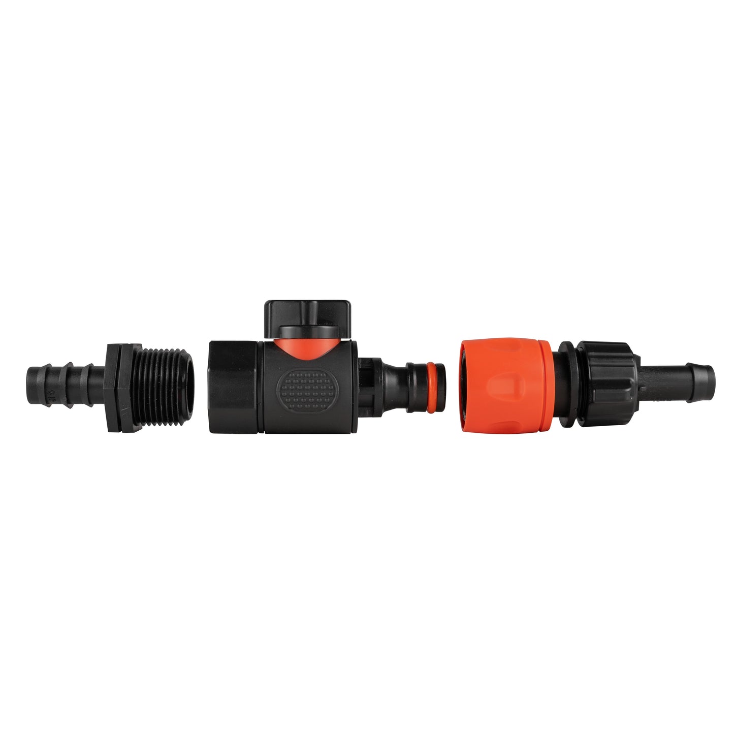 16mm Hose Joiner with BSPF Quick-Connect Valve & Dual 16mm Barb Fitting
