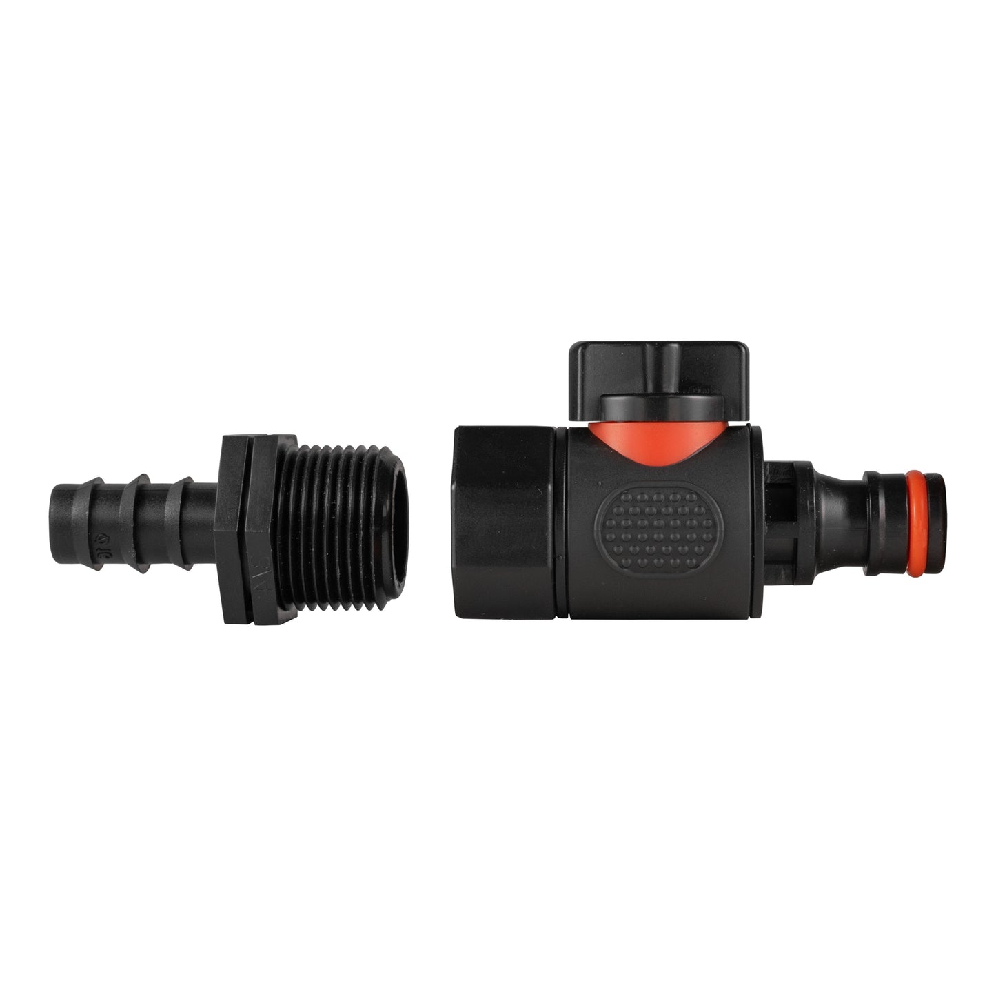 16mm Hose Barb Connector with 3/4" BSP Female Thread and Quick-Connect Male Valve
