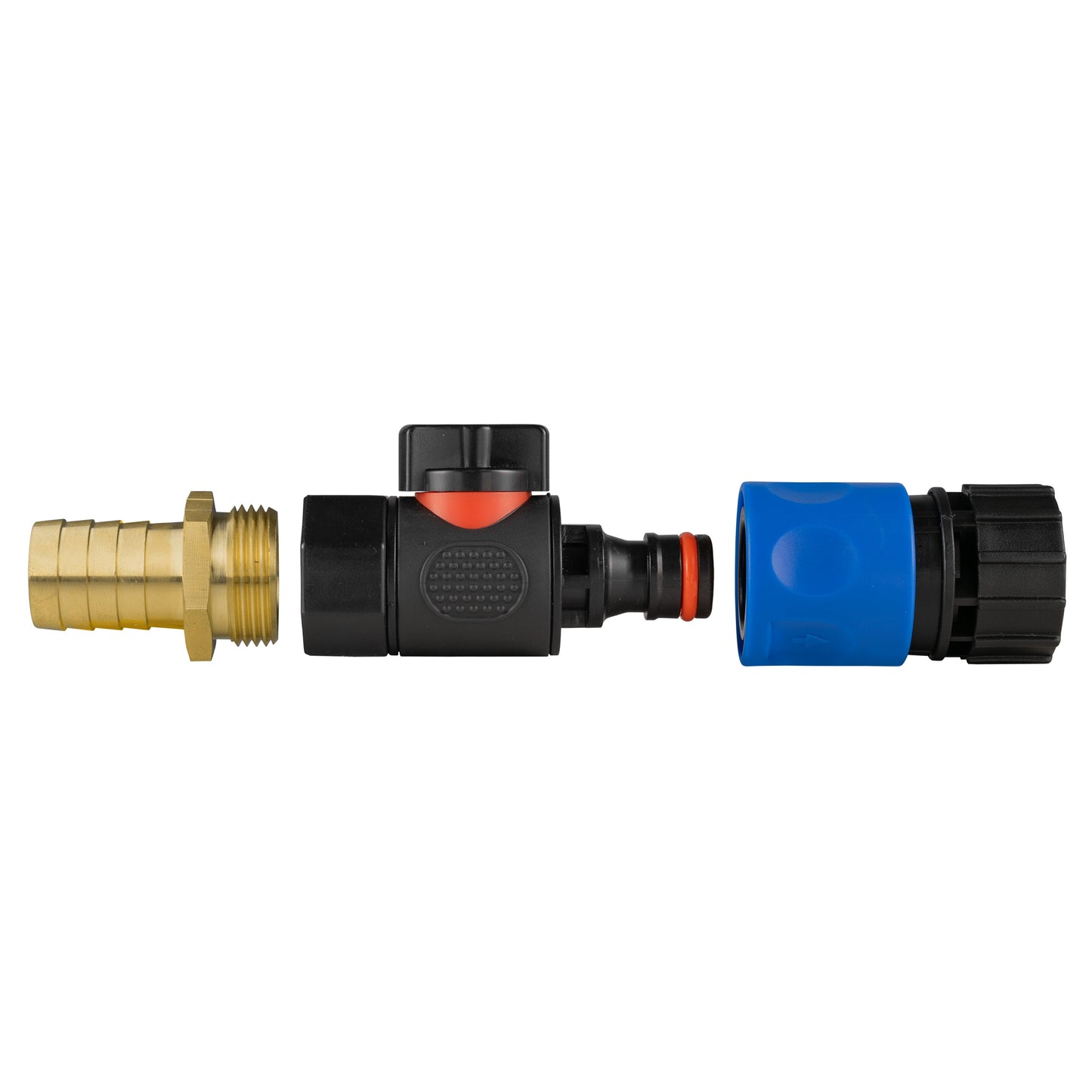 19mm Brass Hose Barb with 3/4" BSPF Quick-Connect Valve and Female Hose Fitting