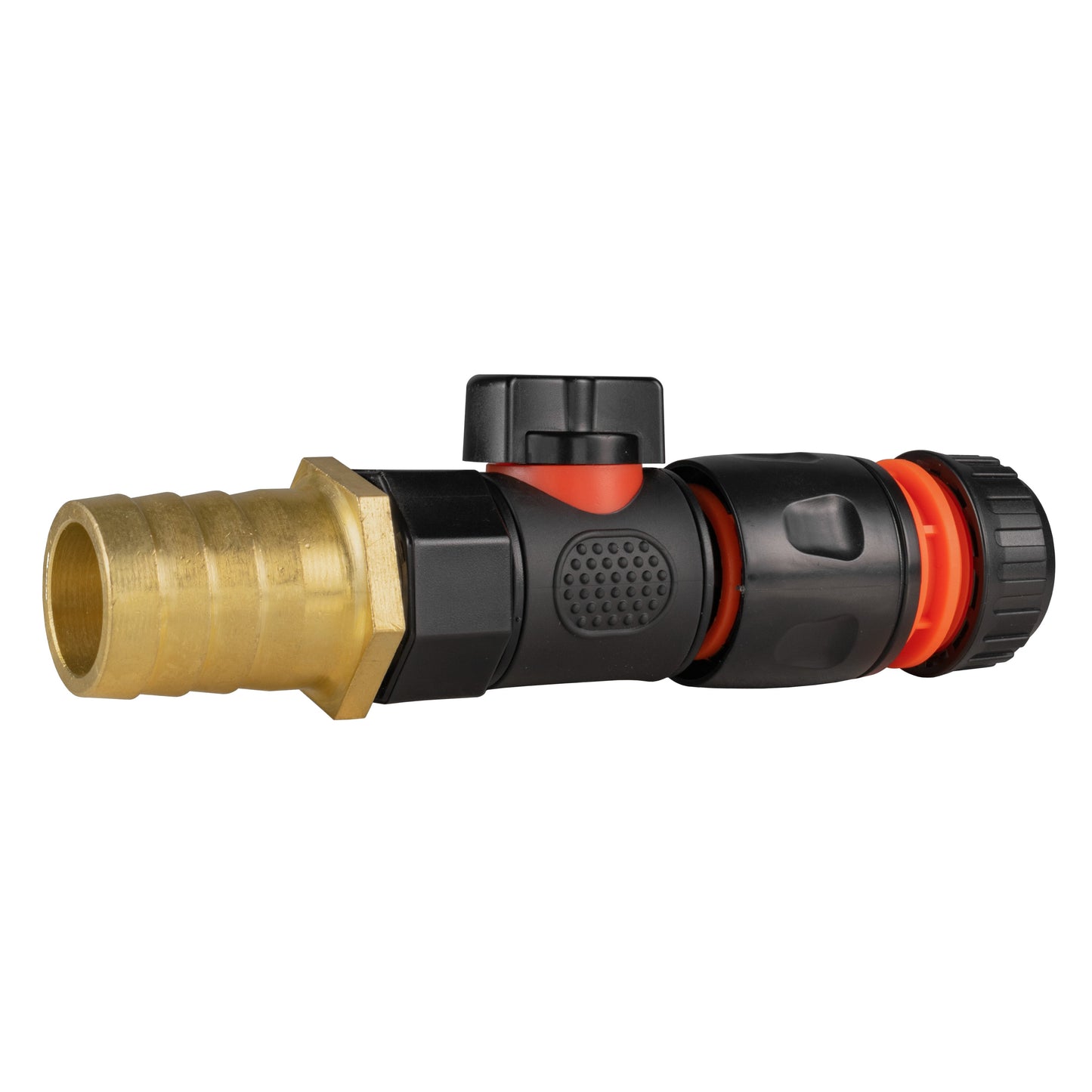 25mm Brass Hose Tail with BSP Female Thread, Quick Connect Valve & Black Hose Connector