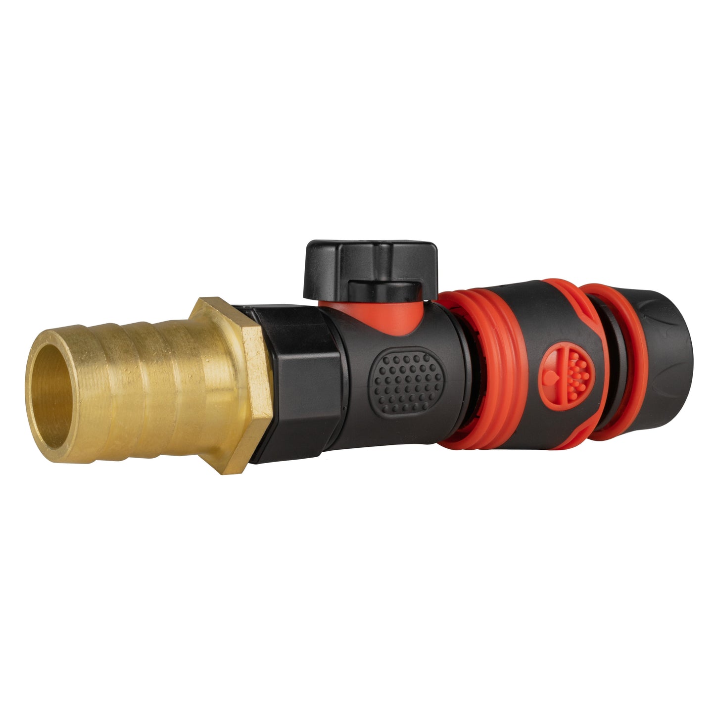 25mm Brass Hose Tail with BSPF Quick-Release Valve & Soft Black Hose Connector