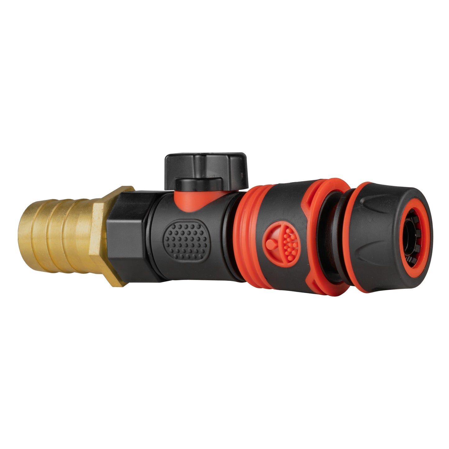 25mm Brass Hose Tail with BSPF Quick-Release Valve & Soft Black Hose Connector