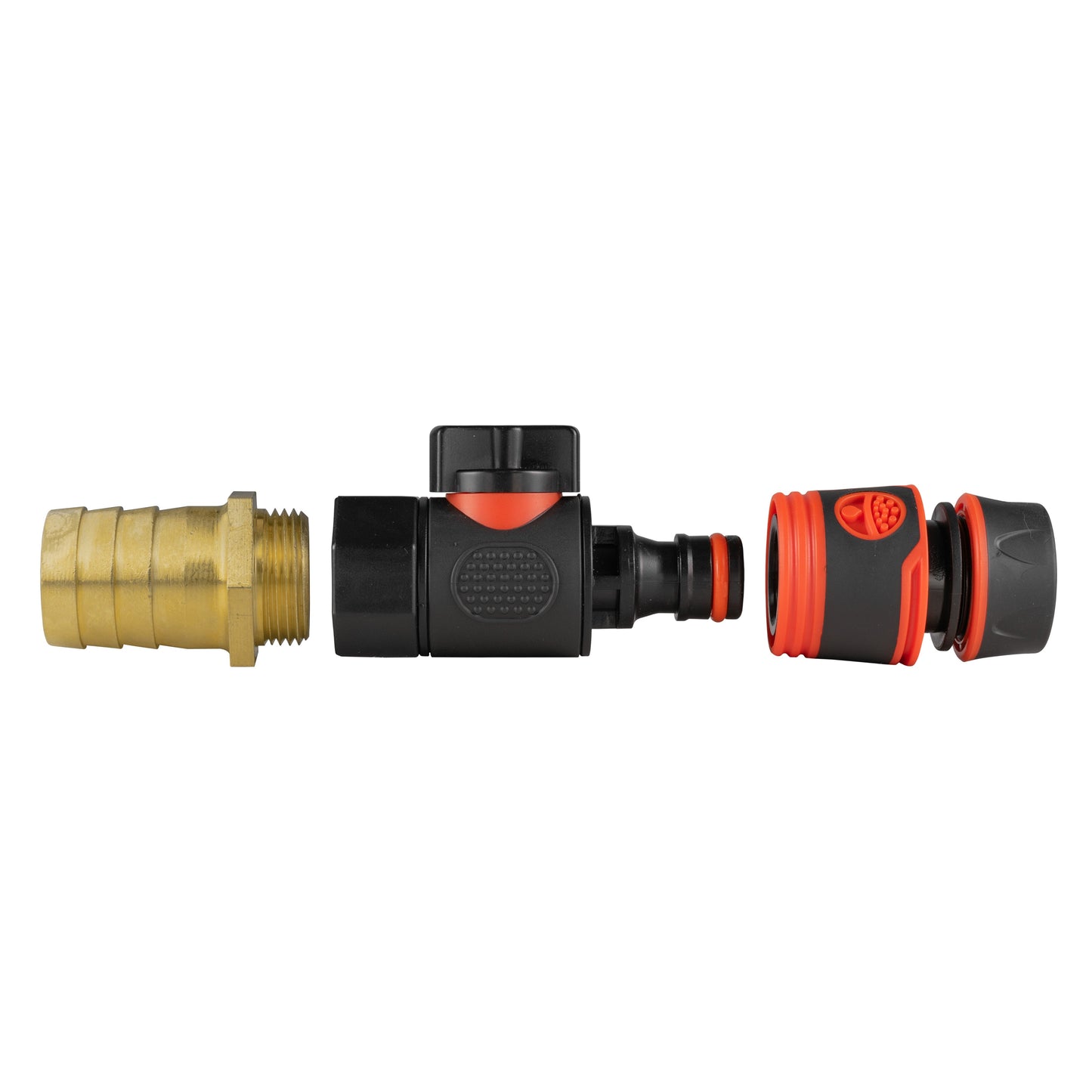 25mm Brass Hose Tail with BSPF Quick-Release Valve & Soft Black Hose Connector