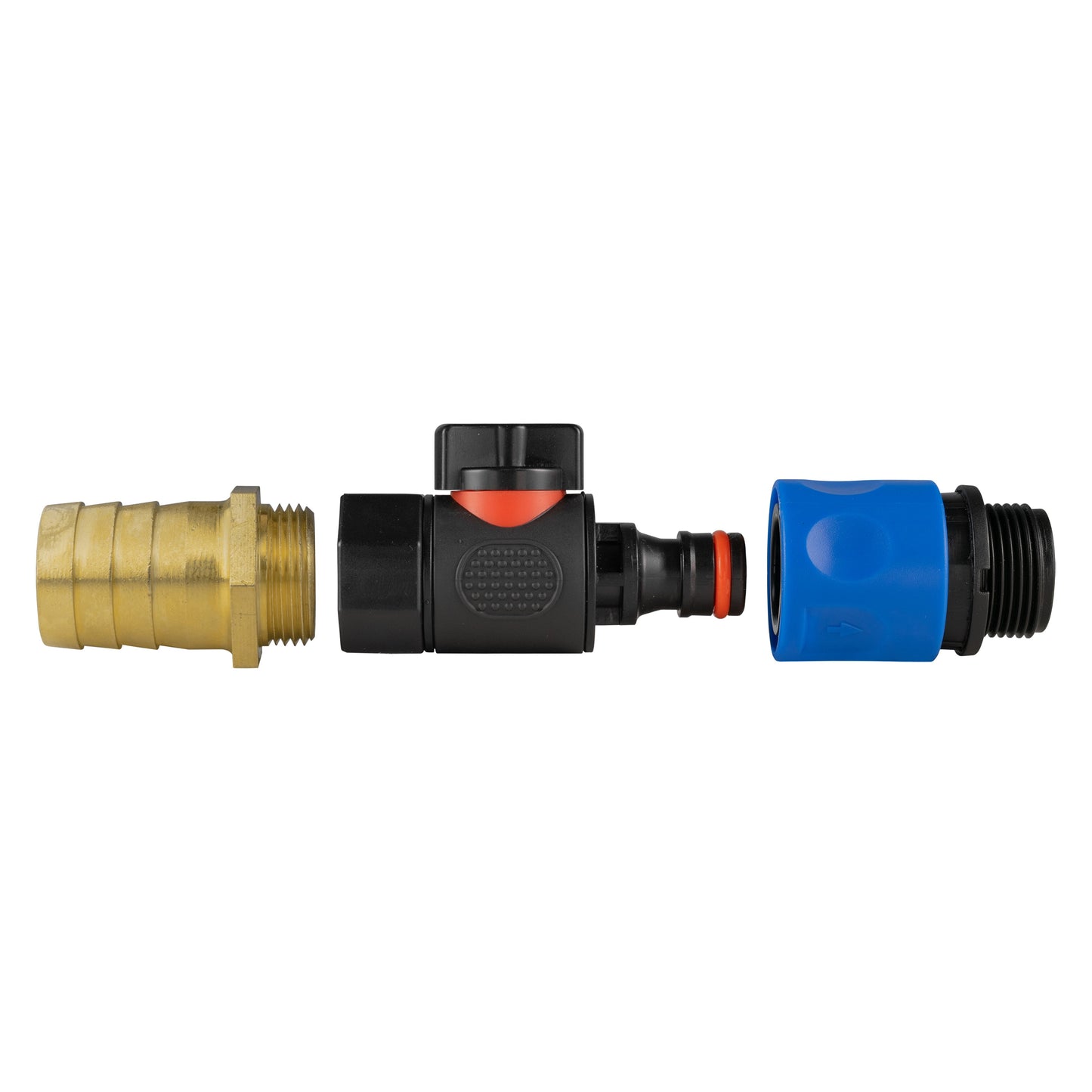 25mm Brass Barb with BSPF Quick Connect Valve & 3/4" BSPM Hose Connector