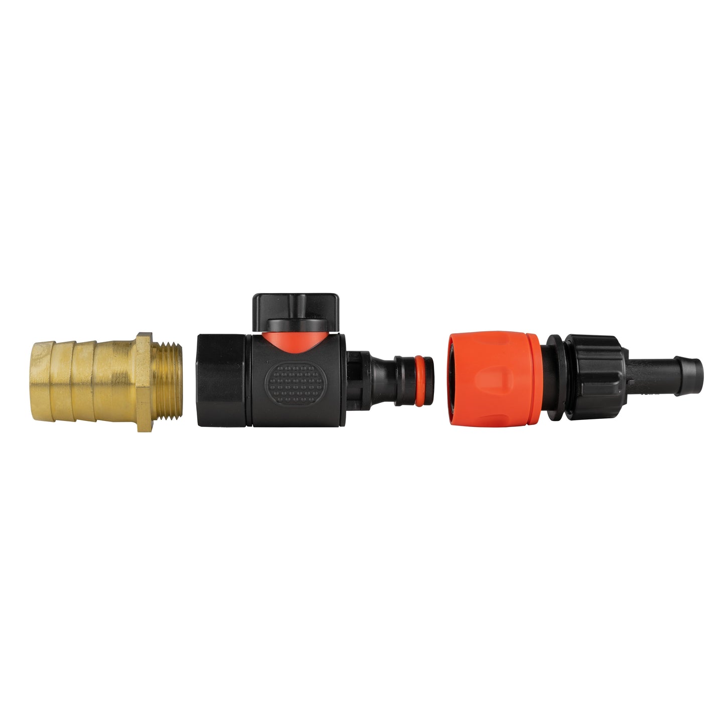 25mm Brass Barb with BSPF Quick Connect Valve & 16mm Barb Hose Connector