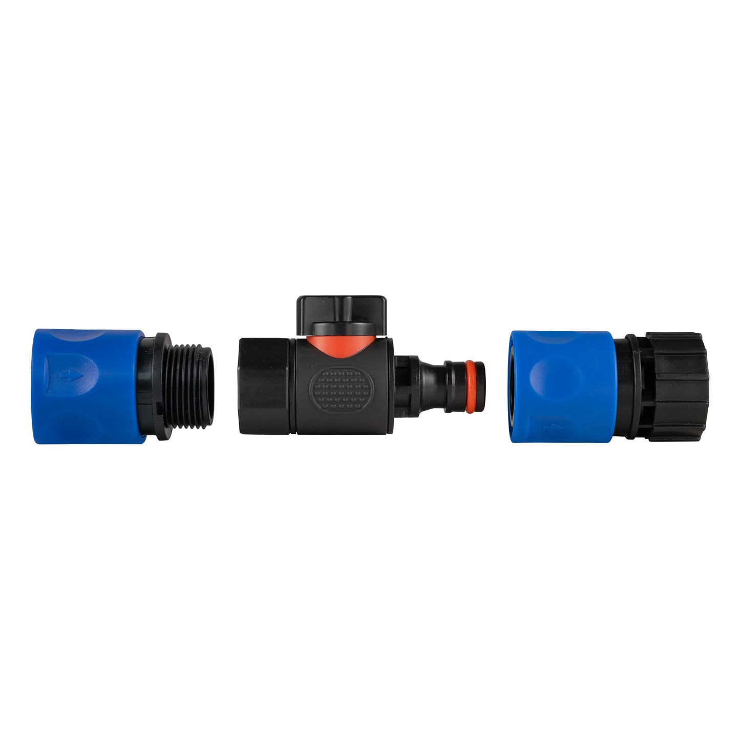 Blue Hose Connector with BSPF Thread – Quick Connect Valve and Black Hose Coupling