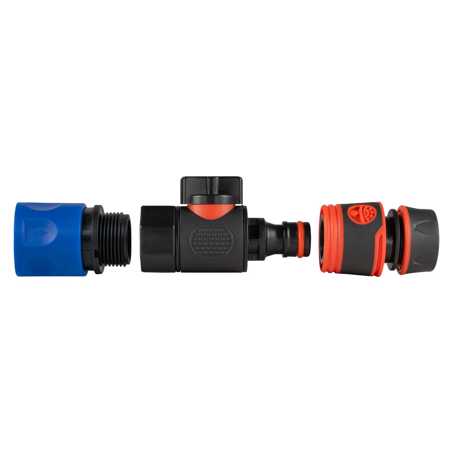 Blue Hose Connector with BSPF Thread – Quick Connect Valve and Soft-Grip Black Coupling