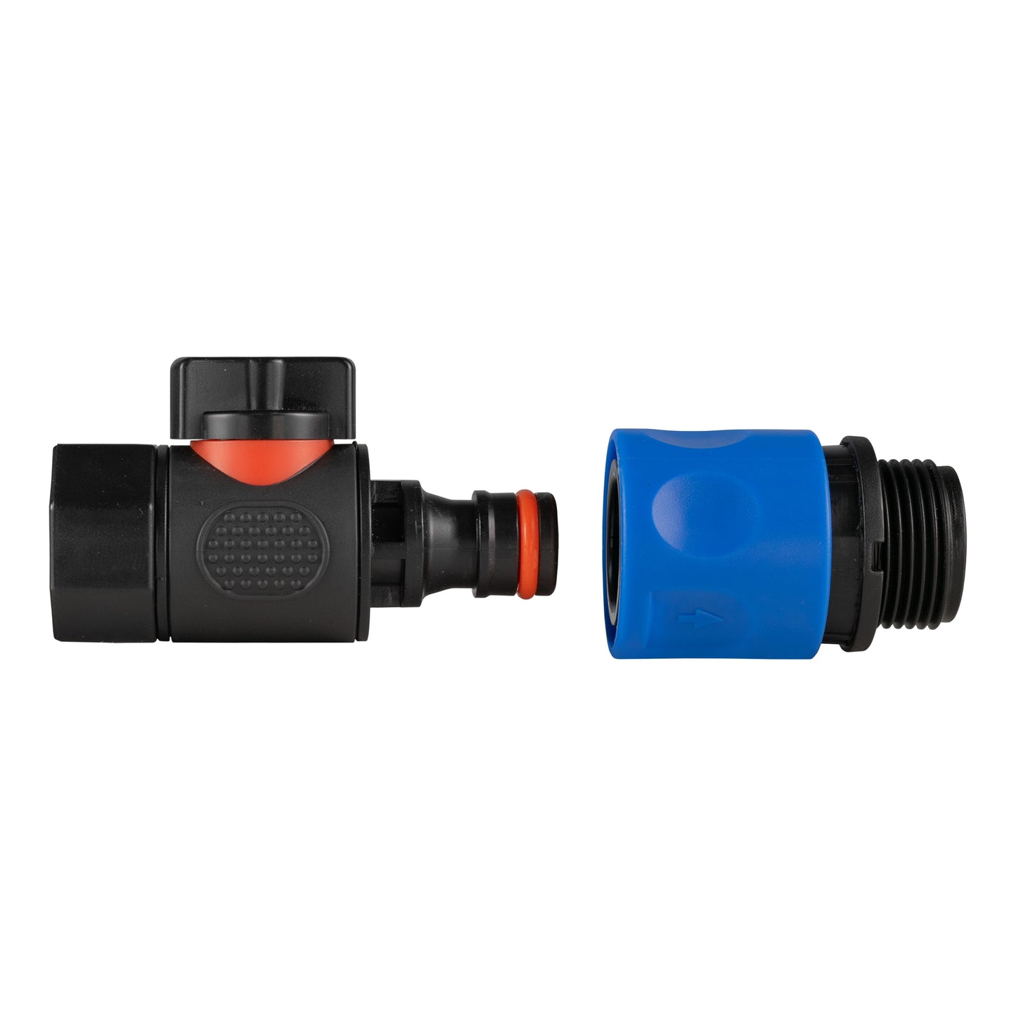 Blue Hose Connector with BSPF Thread & Quick Connect Male Valve