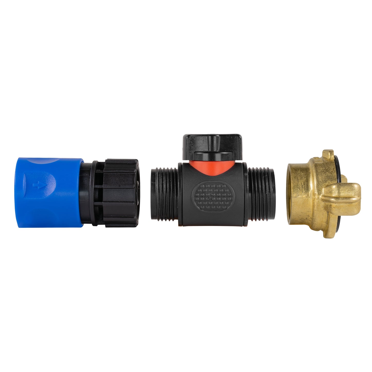 Blue Hose Connector with In-Line BSPM Valve and Geka-Type Connector