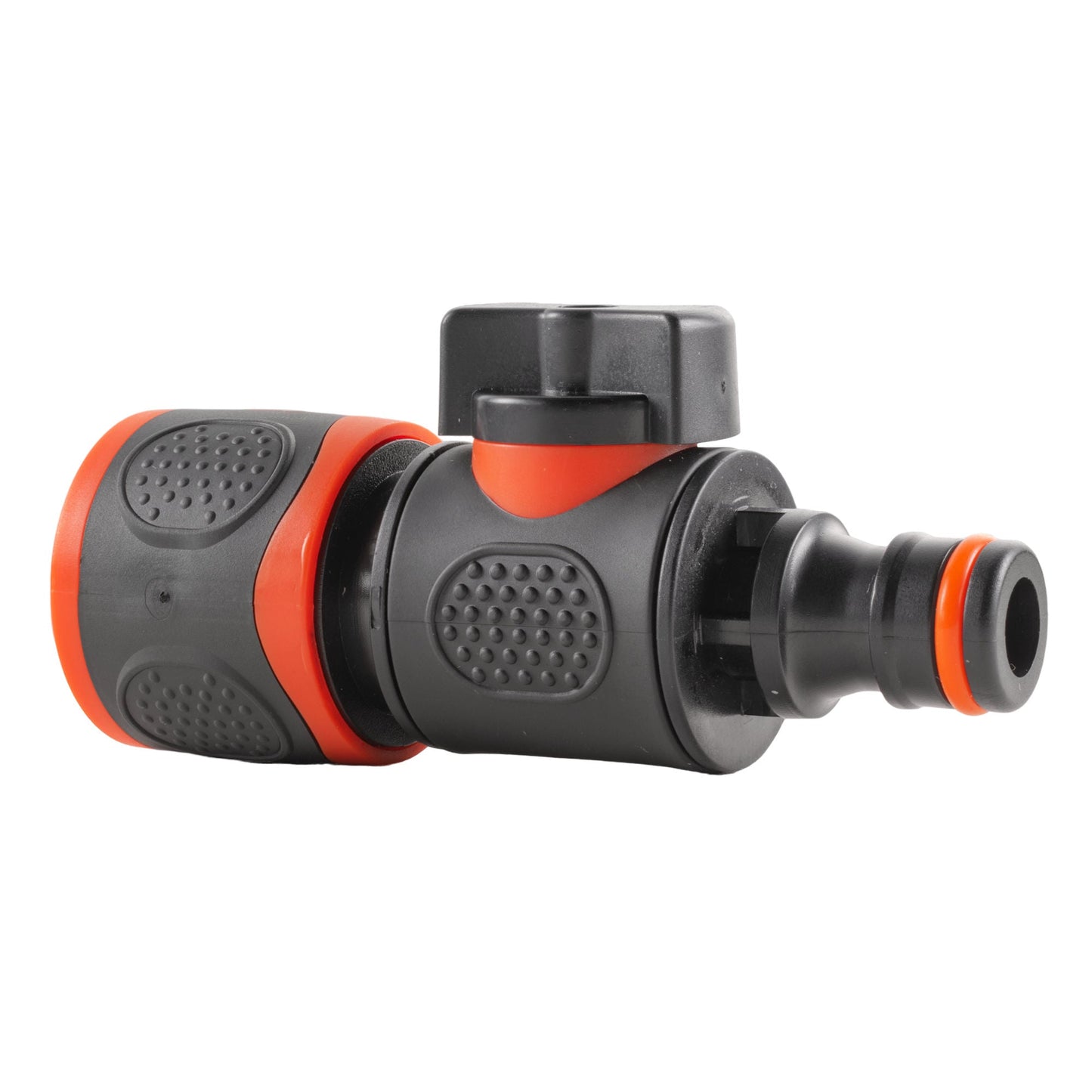 Female To Male Inline Soft-Touch Valve, Snap-On Fitting – Black