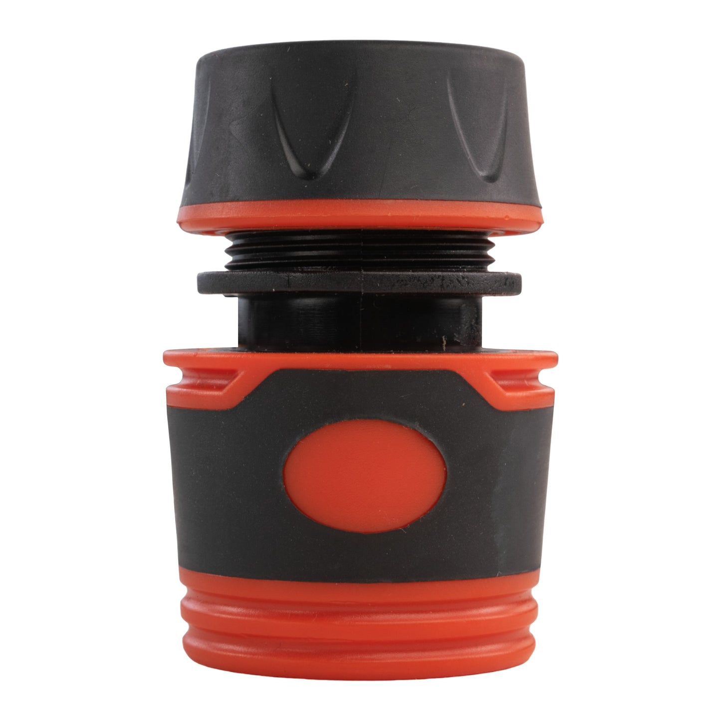 20mm MDPE Straight Connector with BSPF Quick-Connect Valve & Soft-Grip Black Hose Fitting