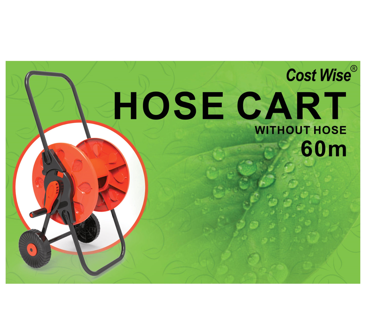 60m ½" Garden Hose Cart with Wheels, CW