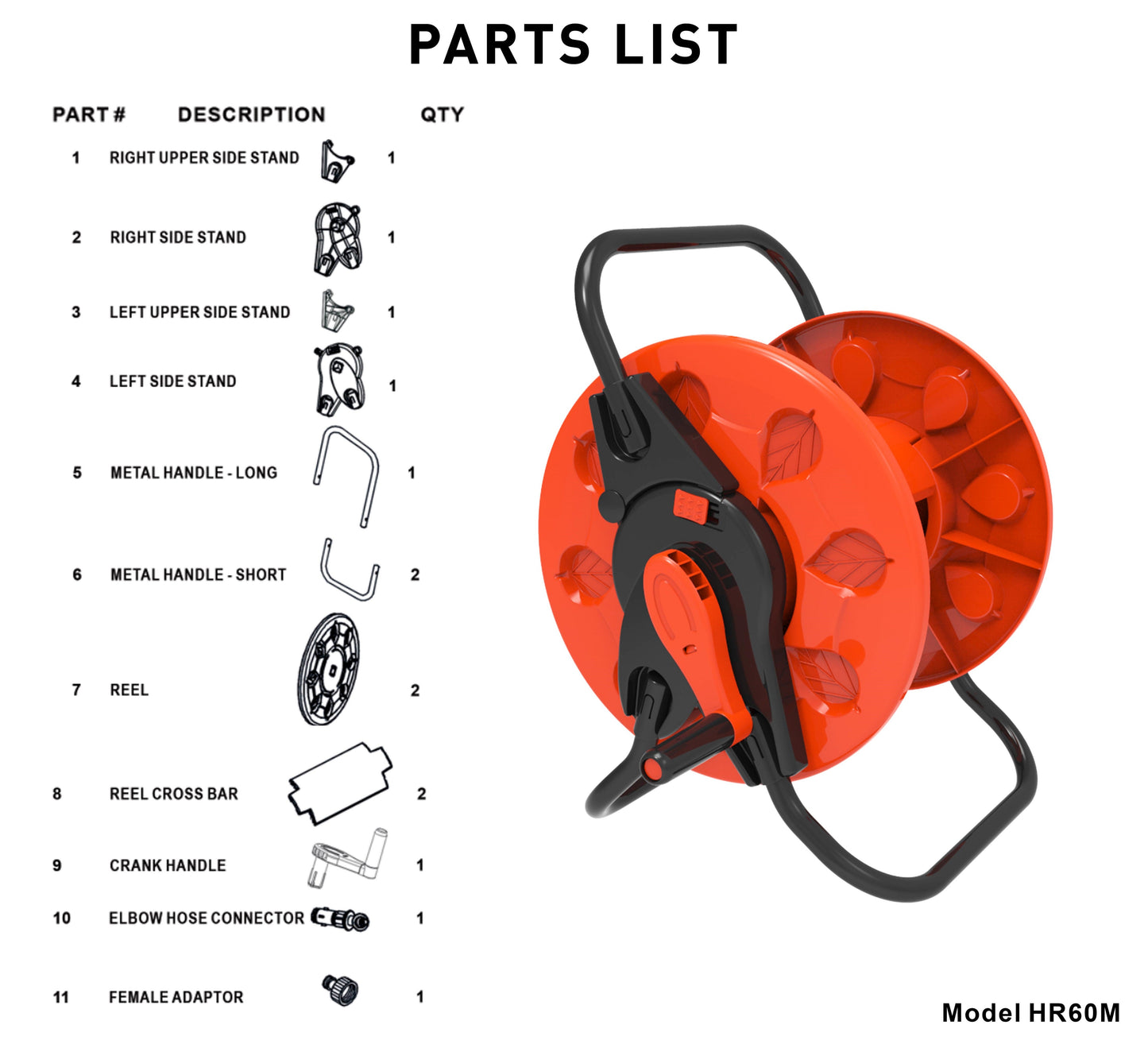 60m ½’’ Garden Hose Reel, CW