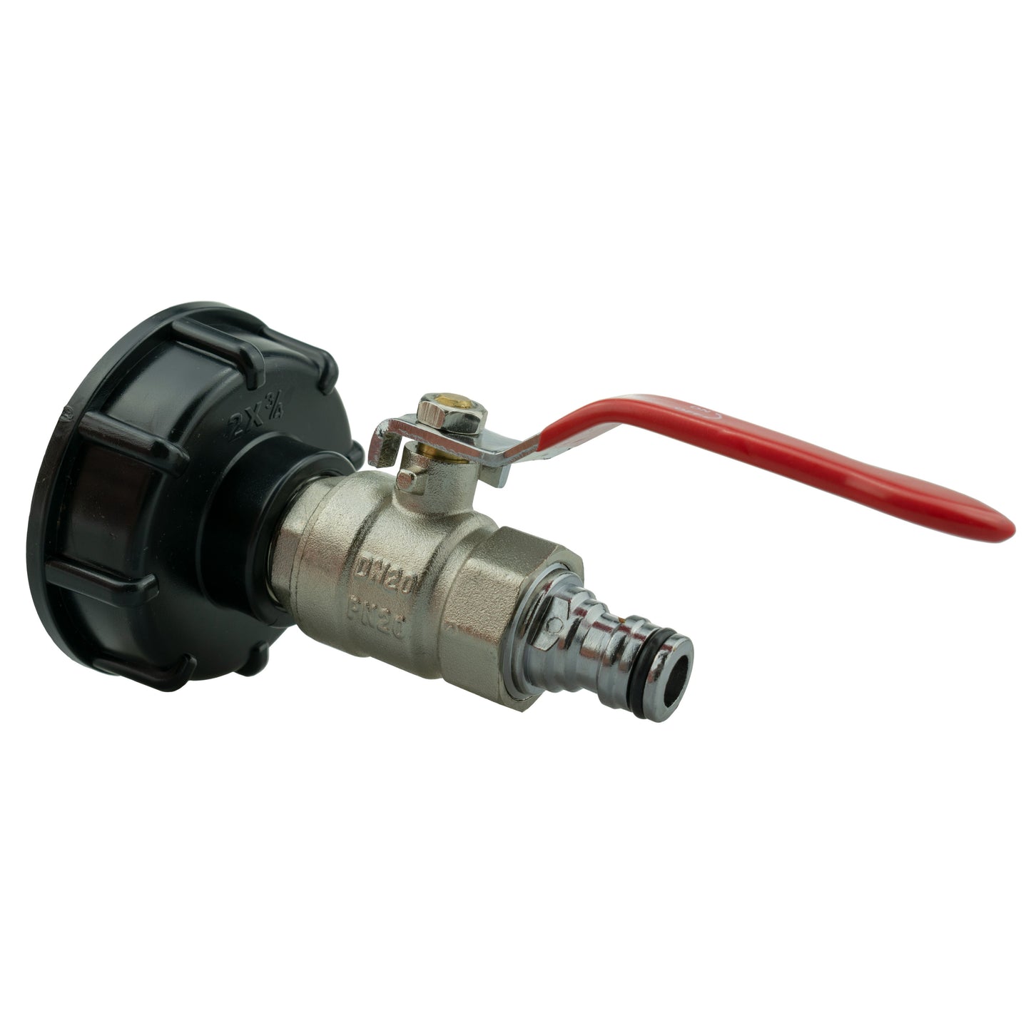 IBC 2” S60X6 Lid with Lever Valve and Zinc Male Quick Connect Fitting