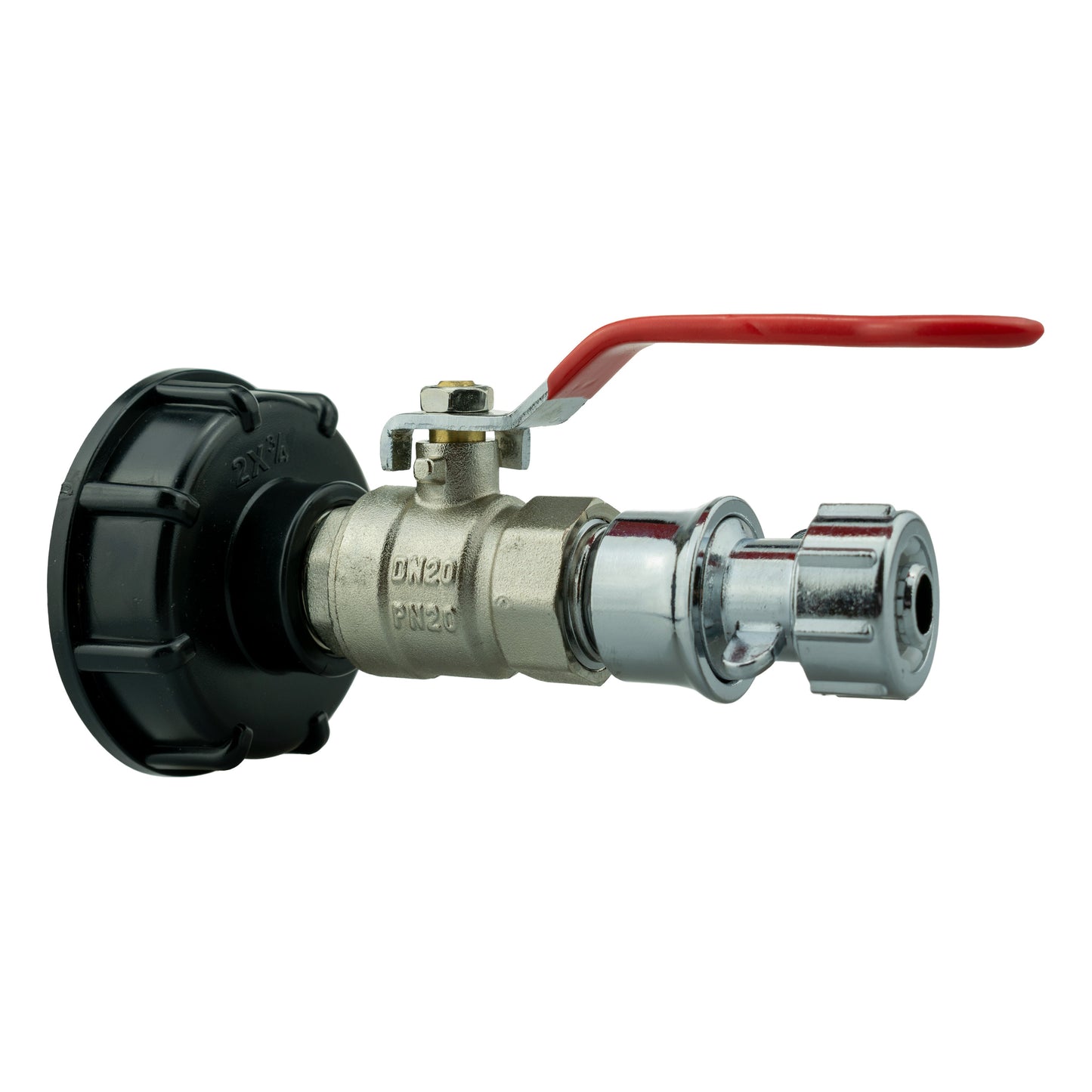 IBC 2” S60X6 Lid with Lever Valve and Zinc Quick Click Hose Connector