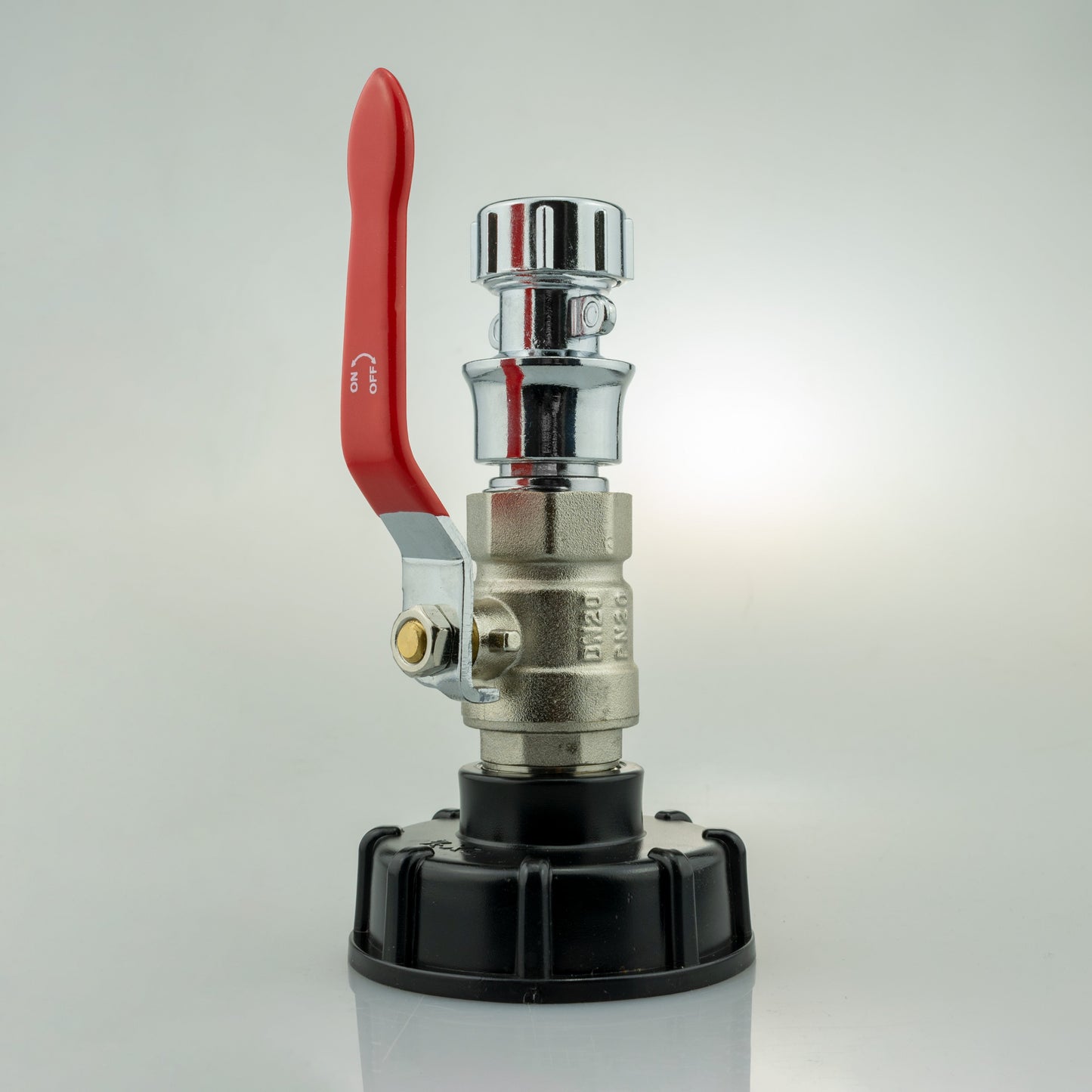IBC 2” S60X6 Lid with Lever Valve and Zinc Quick Click Hose Connector